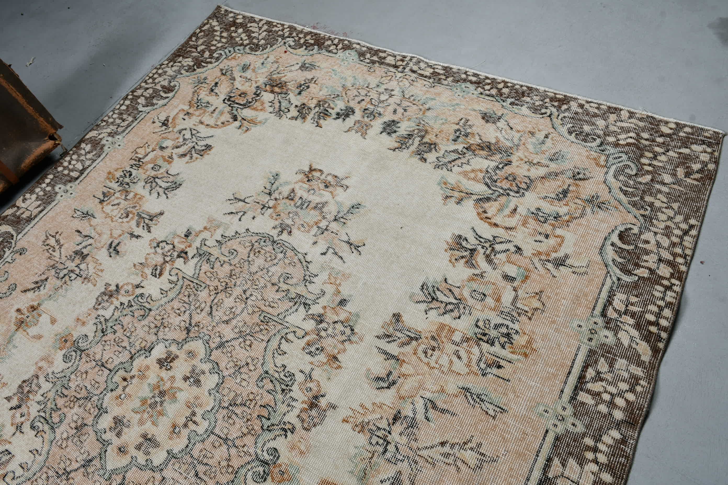 Living Room Rug, Turkish Rugs, 6.4x9.7 ft Large Rug, Home Decor Rug, Bedroom Rugs, Oriental Rug, Beige Moroccan Rug, Floor Rug, Vintage Rug