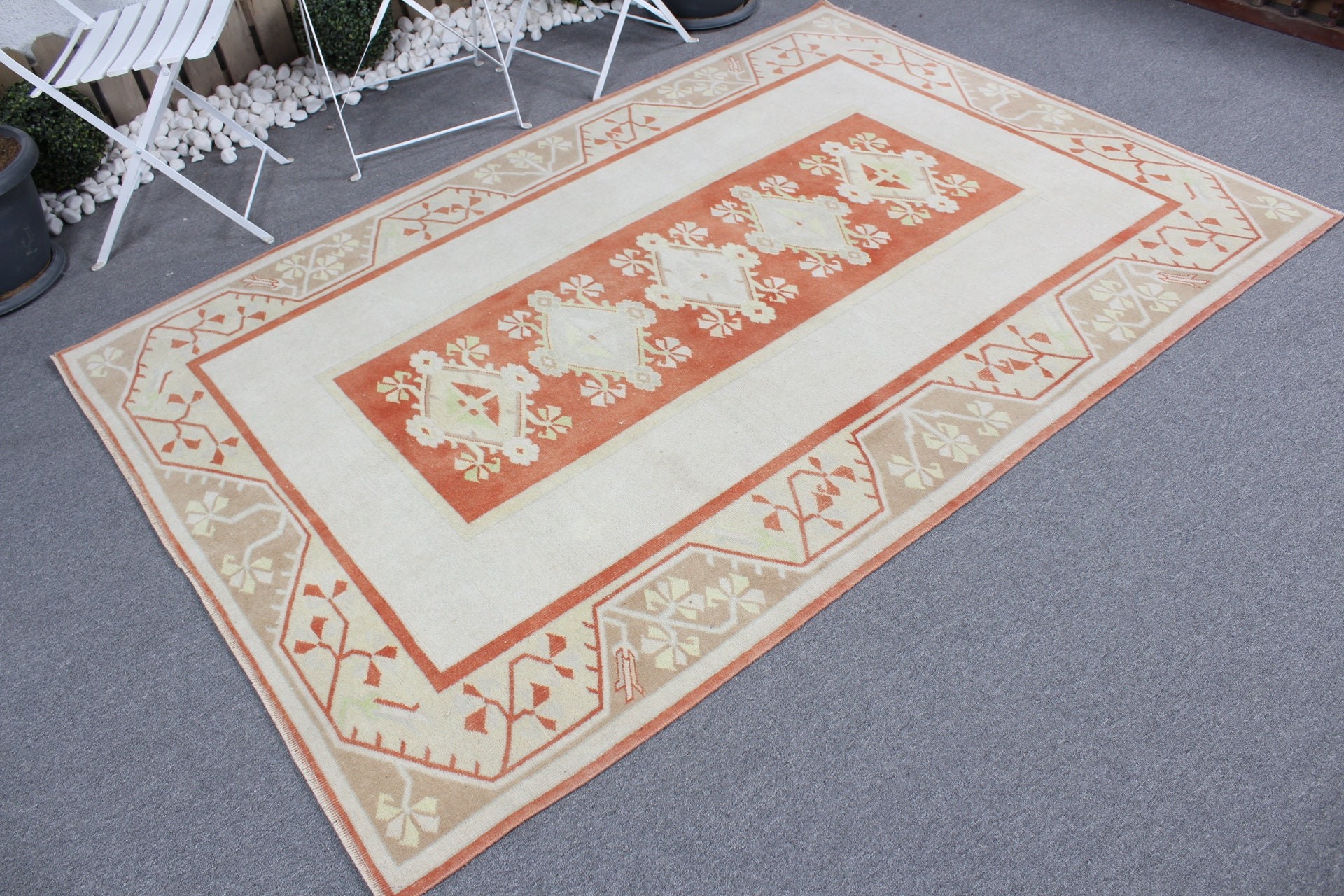 Home Decor Rug, Bedroom Rug, Vintage Rug, Turkish Rug, 5x7.4 ft Area Rugs, Rugs for Floor, Pastel Rugs, Nursery Rug, Beige Home Decor Rug