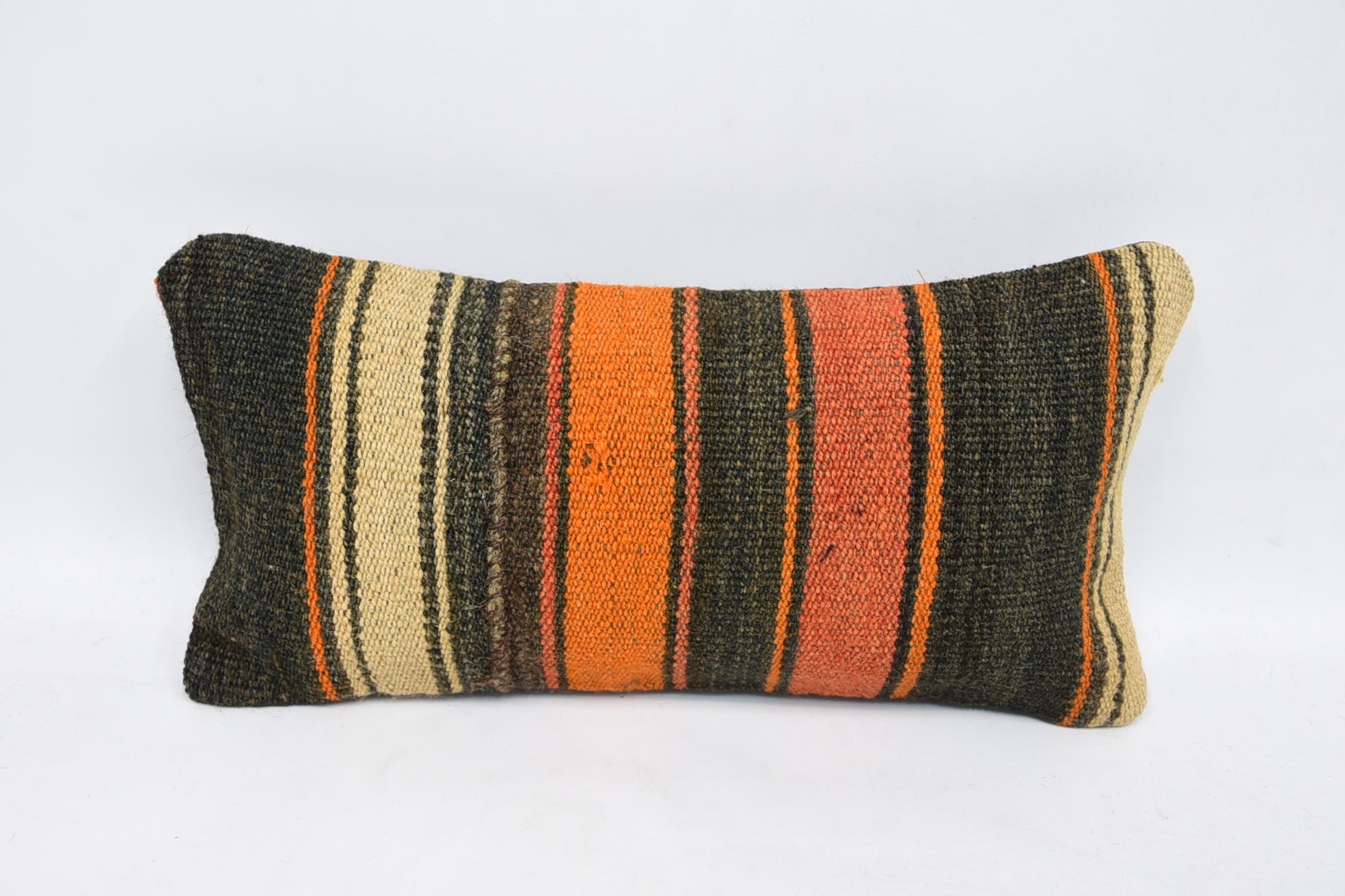 Interior Designer Pillow, Decorative Cushion, Traditional Cushion, Turkish Kilim Pillow, Home Decor Pillow, 8"x16" Orange Pillow