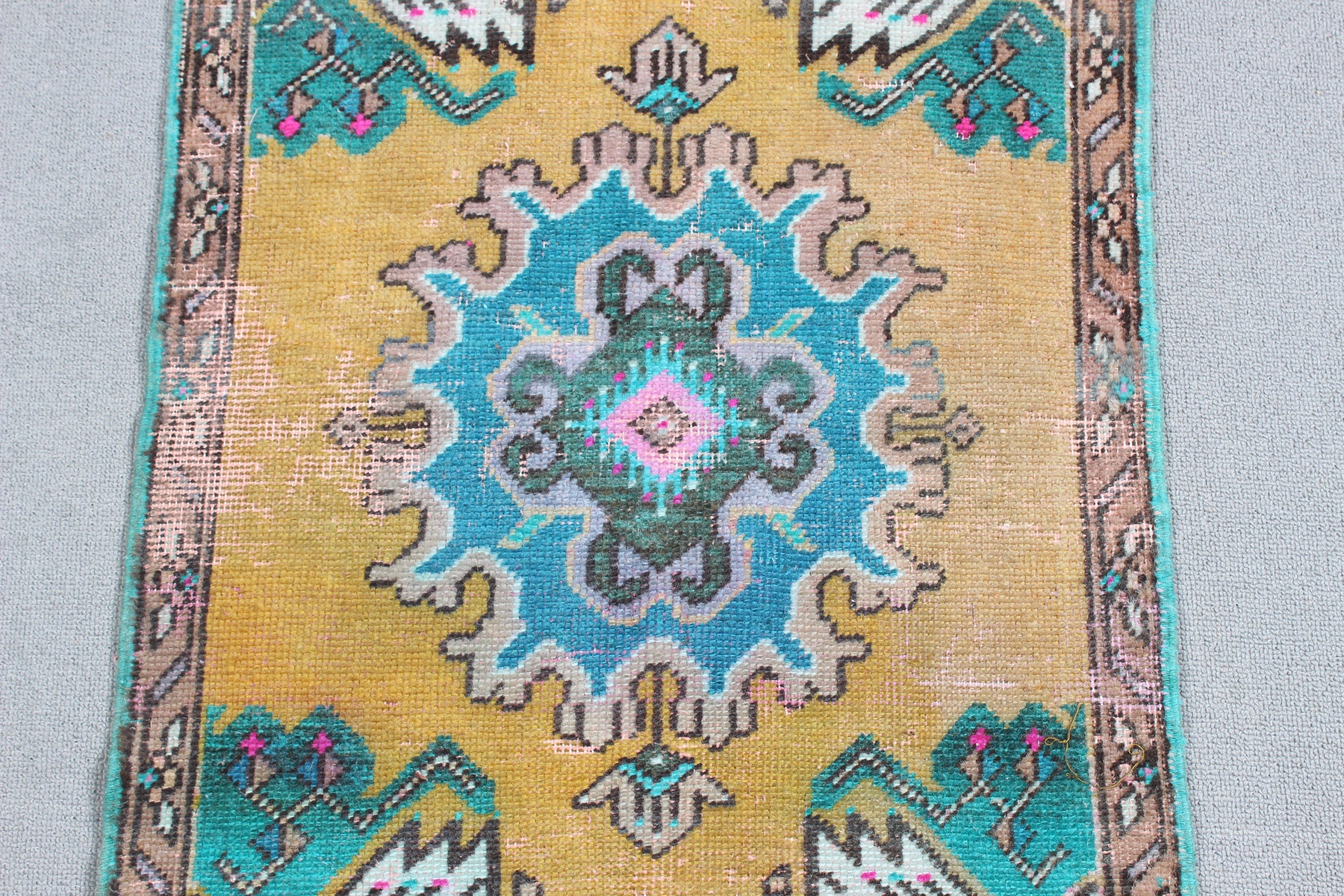 Yellow Neutral Rug, Small Area Rugs, Antique Rug, Turkish Rugs, Vintage Rugs, 1.7x3.6 ft Small Rug, Bath Rug, Flatweave Rug, Outdoor Rugs