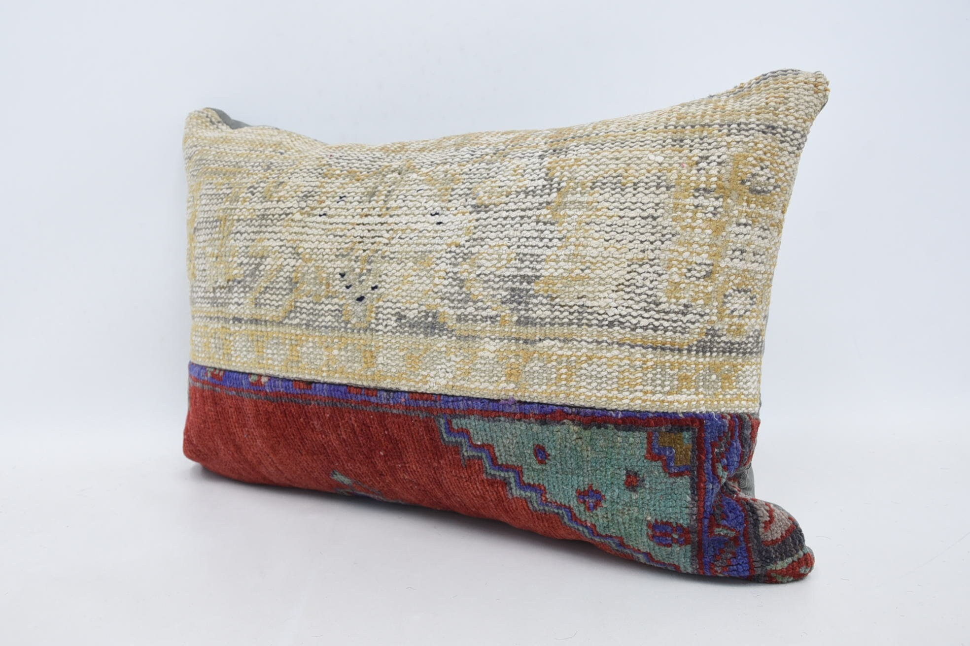 16"x24" Beige Cushion Case, Accent Pillow, Ethnical Kilim Rug Pillow, Ikat Cushion Cover, Kilim Pillow Cover, Vintage Kilim Pillow