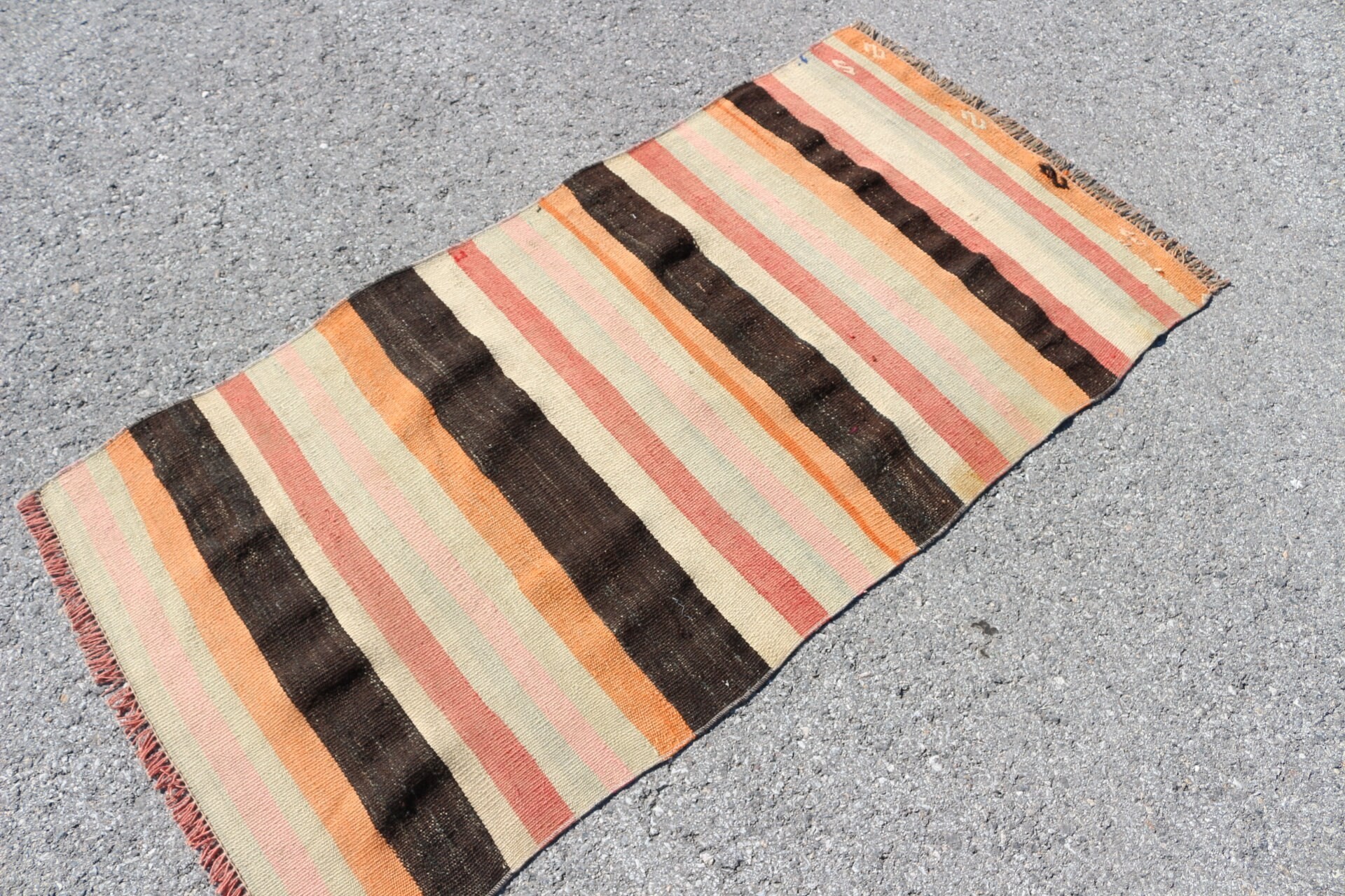 Pale Rug, Antique Rug, Vintage Rugs, 2.5x5 ft Small Rug, Anatolian Rug, Turkish Rug, Wall Hanging Rug, Orange Cool Rug, Bathroom Rug, Kilim