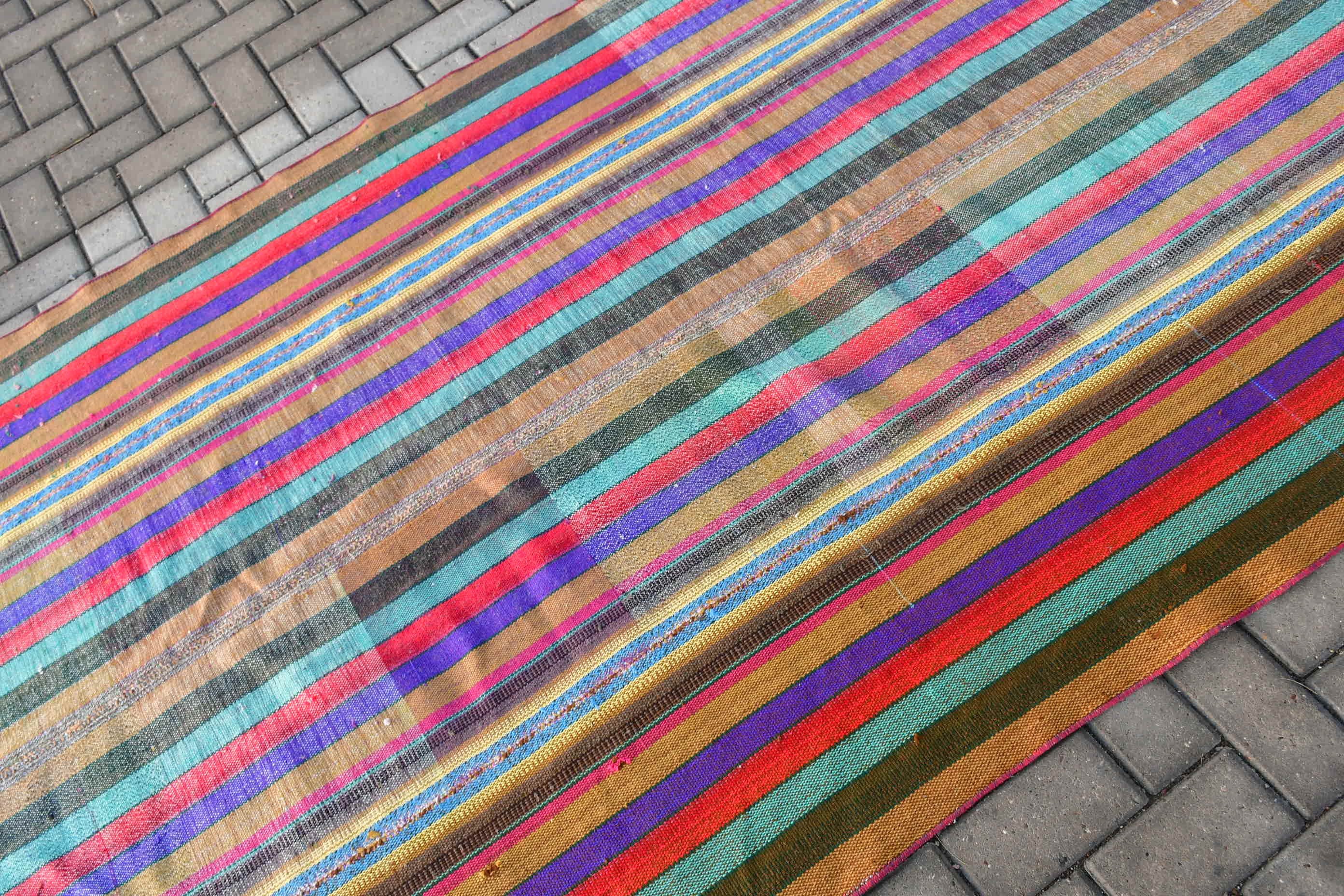 Vintage Rug, Kilim, Anatolian Rugs, Bedroom Rugs, Ethnic Rug, 4.5x10.5 ft Large Rug, Dining Room Rugs, Rainbow Home Decor Rug, Turkish Rugs