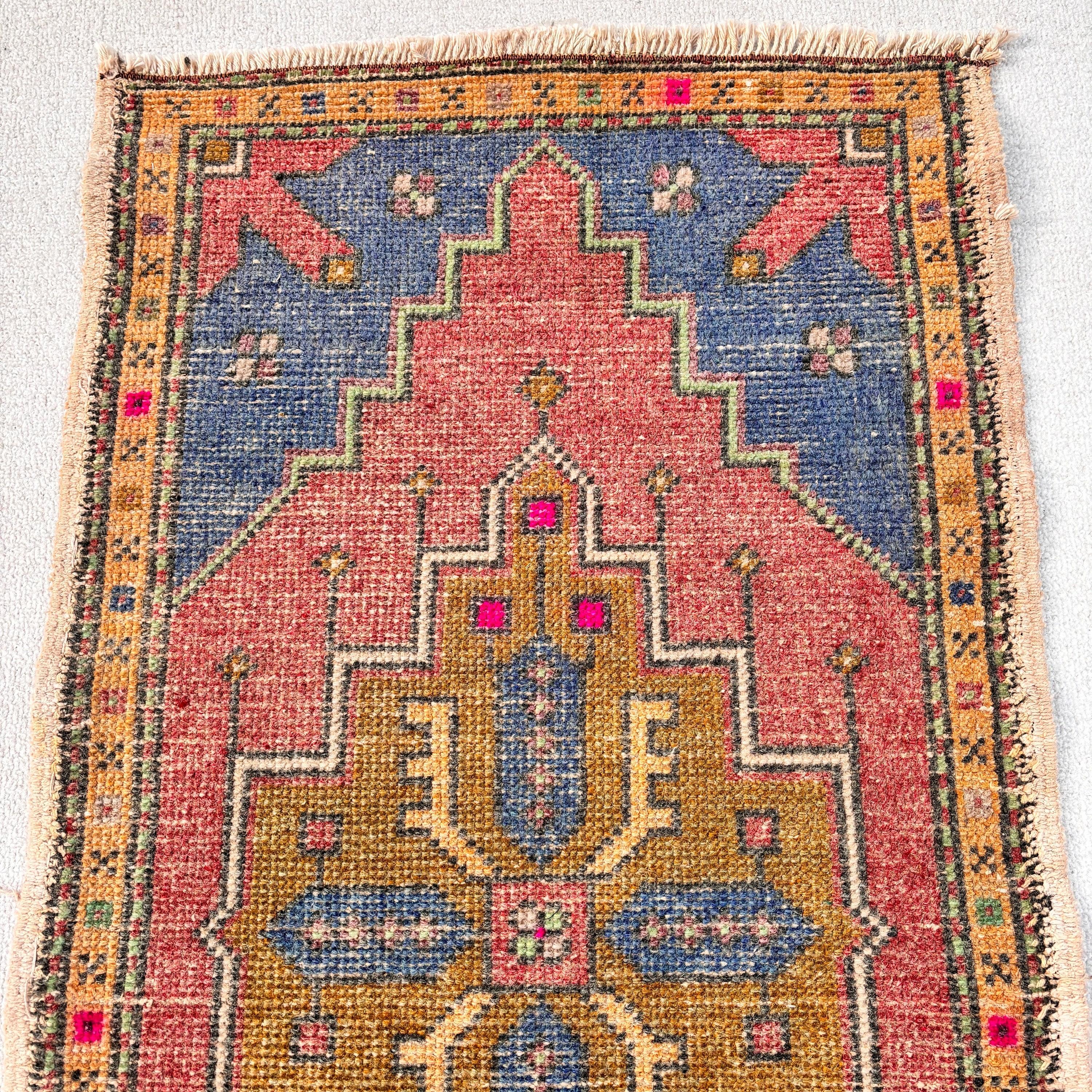 Turkish Rugs, Wool Rugs, Car Mat Rugs, Rugs for Kitchen, Red Home Decor Rug, Entry Rug, Oushak Rug, 1.8x3.3 ft Small Rug, Vintage Rugs