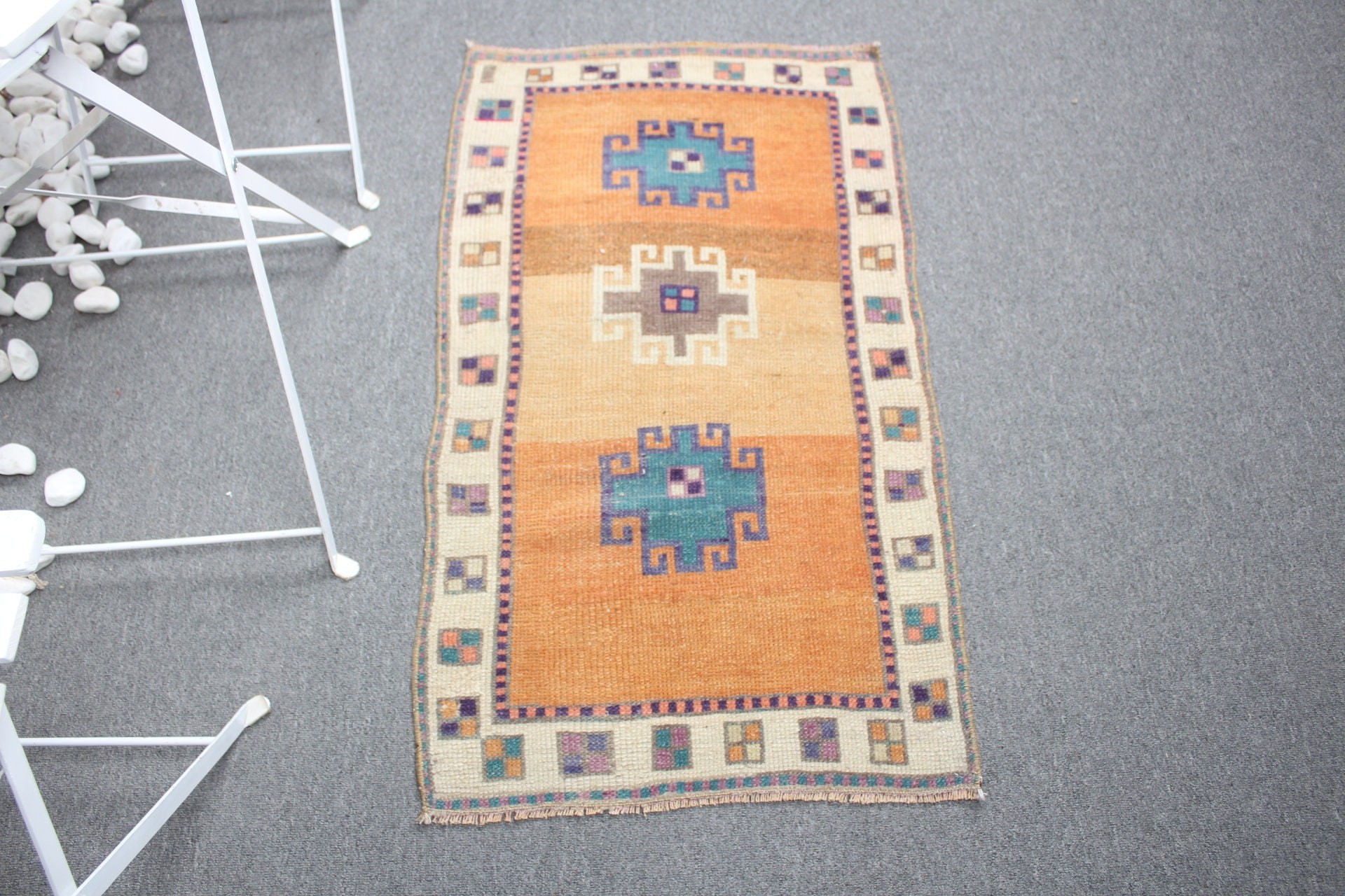 1.9x3.2 ft Small Rugs, Vintage Rugs, Kitchen Rug, Bedroom Rug, Handmade Rugs, Turkish Rug, Orange Wool Rug, Nursery Rug, Home Decor Rug