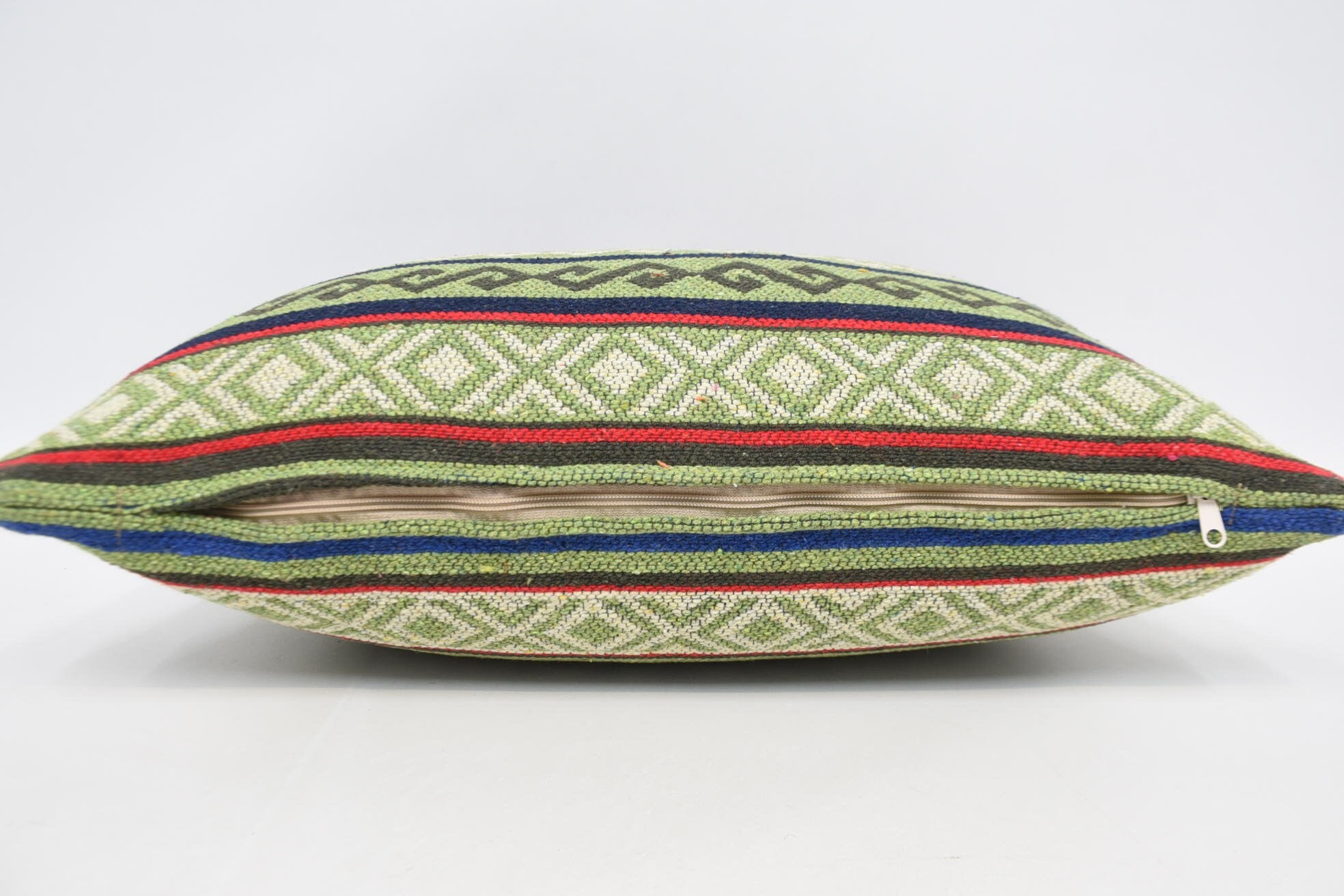 Natural Pillow, Kilim Pillow, 16"x24" Green Pillow Sham, Patio Cushion Cover, Neutral Cushion Cover, Throw Kilim Pillow, Boho Pillow