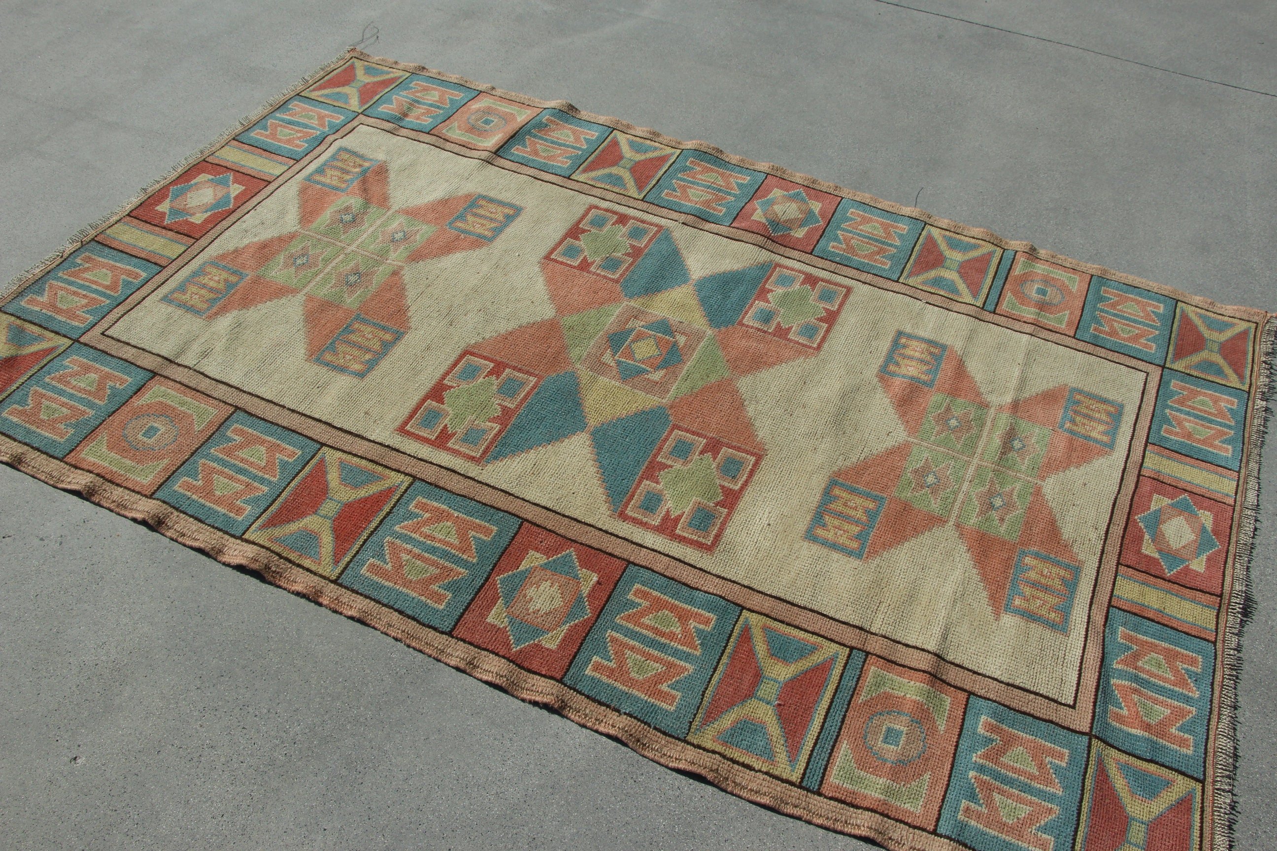 Floor Rugs, Turkish Rug, 4.1x6.6 ft Area Rug, Bedroom Rugs, Vintage Rugs, Beige Antique Rug, Cool Rug, Boho Area Rug, Tribal Rug