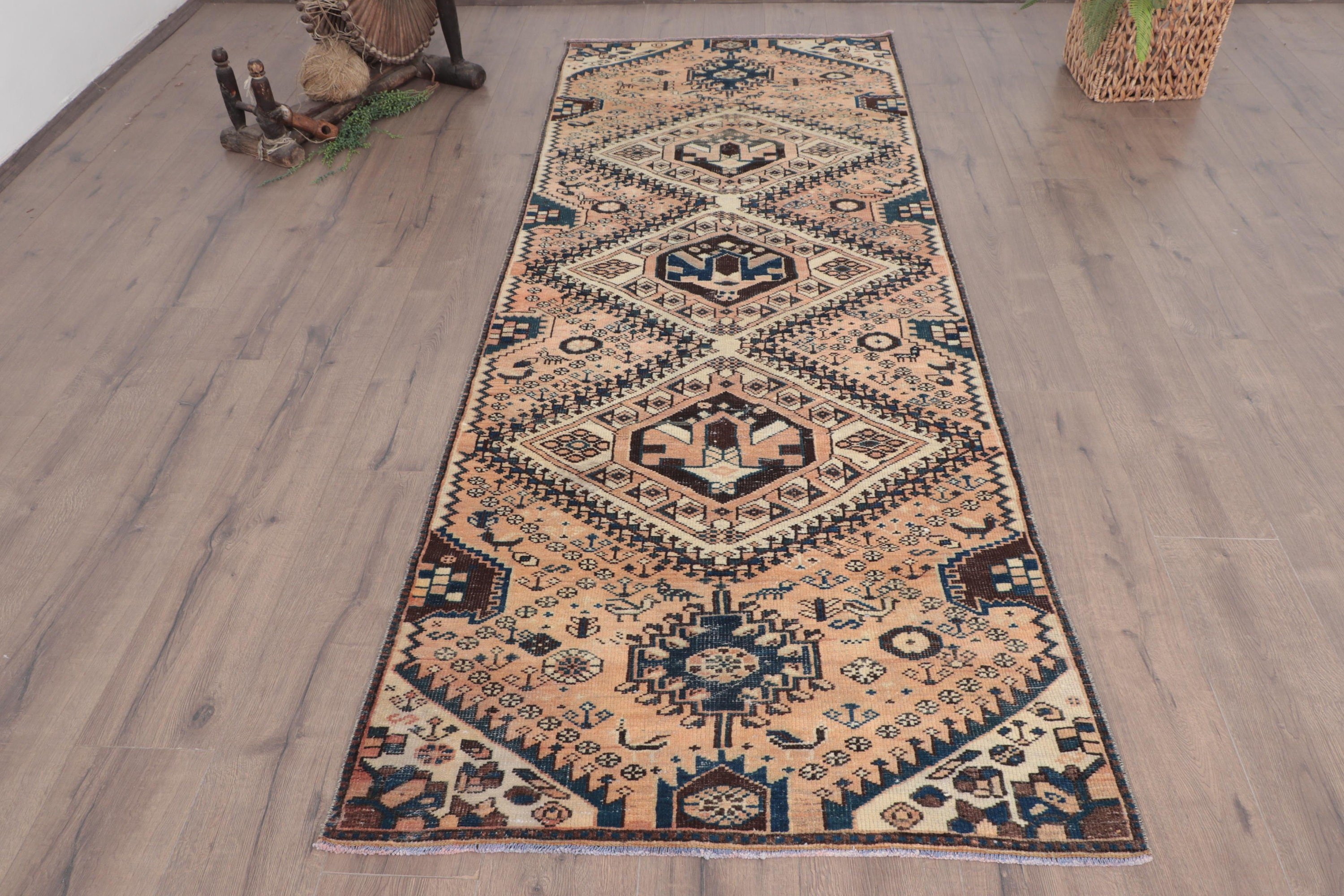 3.2x8.6 ft Runner Halı, Koridor Halısı, Kahverengi Ev Dekorasyonu Halısı, Boho Halıları, Beni Ourain Runner Halıları, Türk Halıları, Lüks Halılar, Vintage Halı