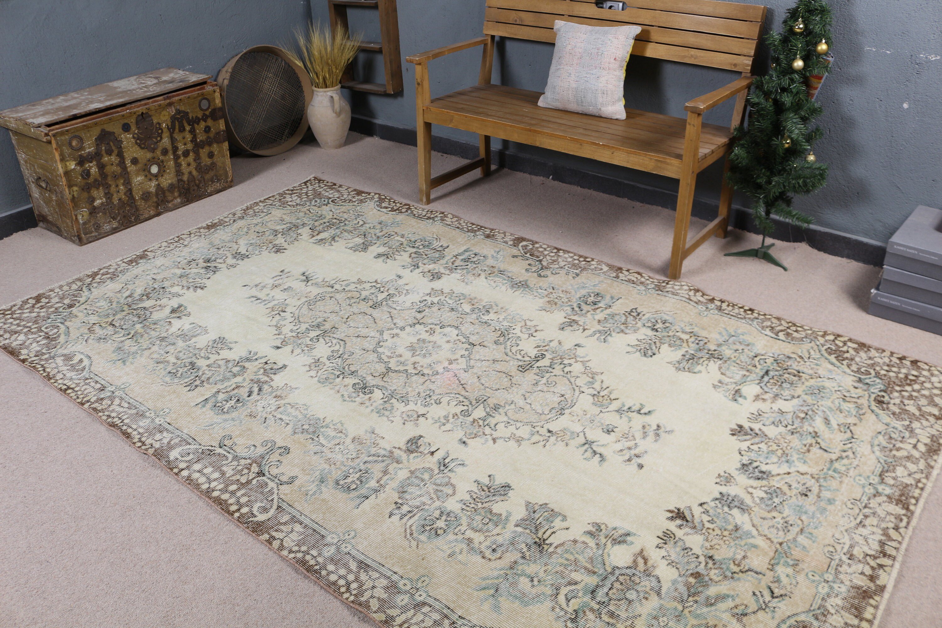 Turkish Rugs, Living Room Rug, Beige Luxury Rug, Vintage Rug, Dining Room Rug, Home Decor Rugs, 5.6x9.3 ft Large Rug, Oriental Rugs