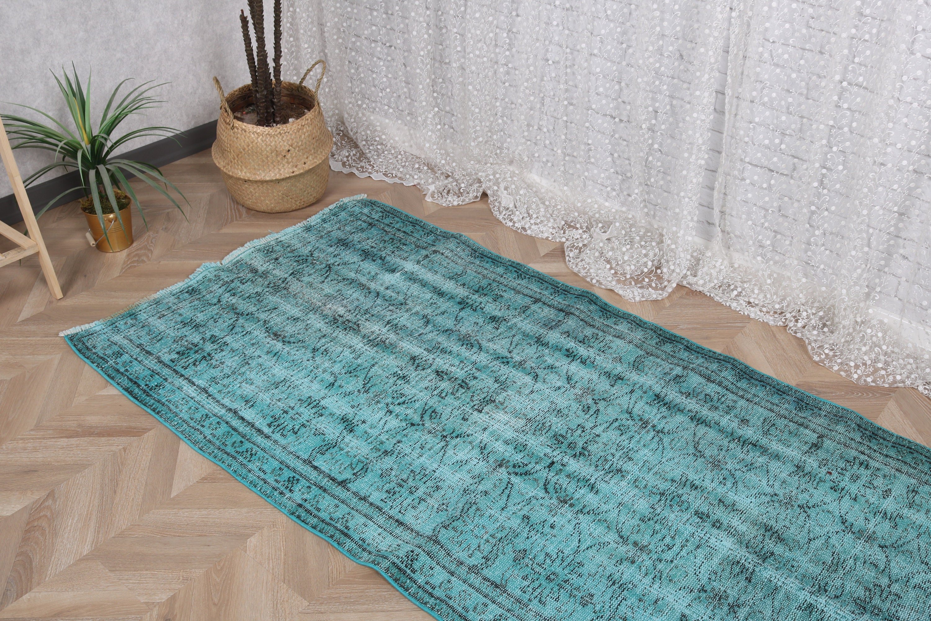 Entry Rugs, Geometric Rugs, Vintage Rug, Flatweave Rug, Vintage Accent Rugs, Green Cool Rug, 3.3x6.5 ft Accent Rugs, Boho Rug, Turkish Rug