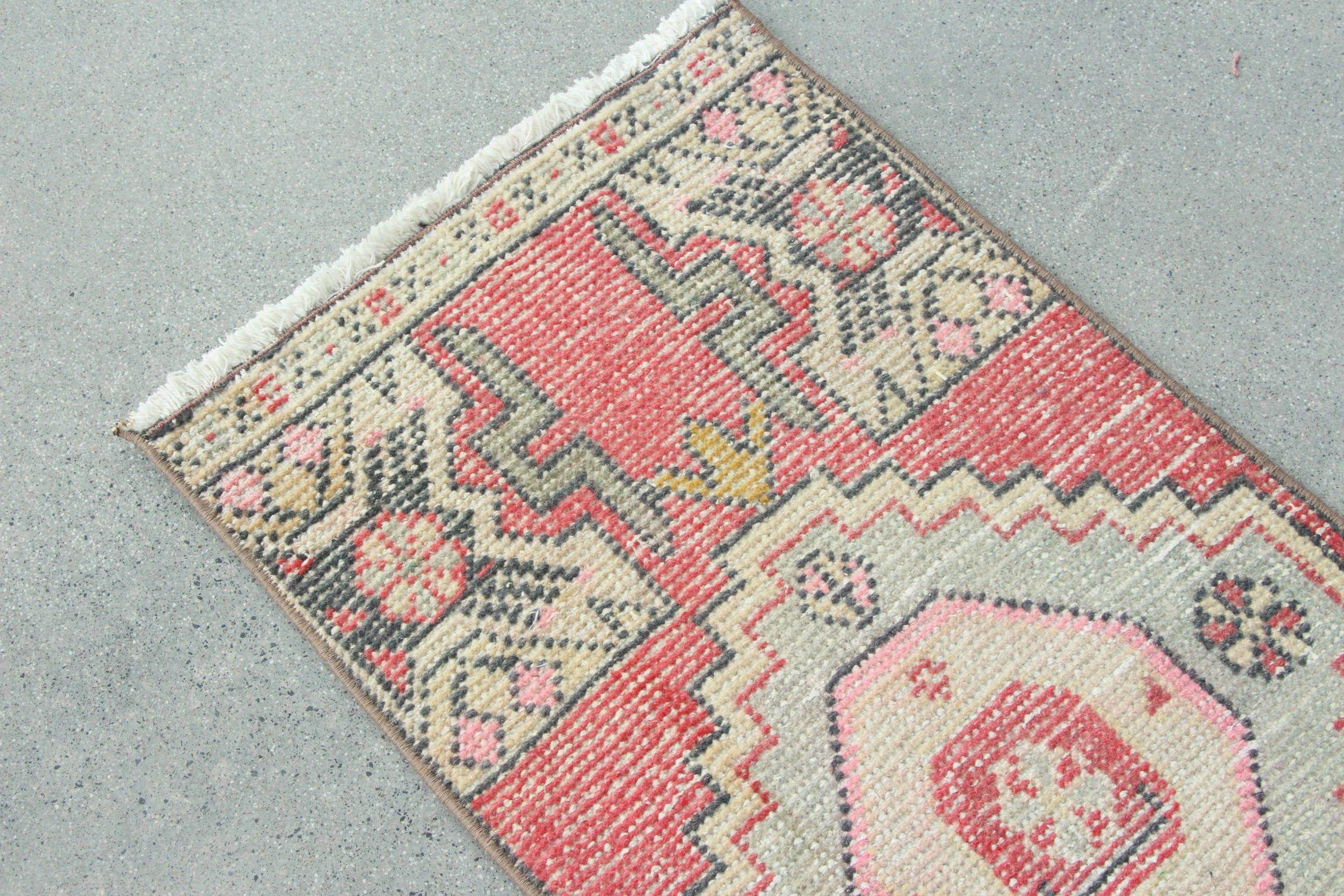 Vintage Rugs, Entry Rug, Cool Rugs, Art Rug, Turkish Rug, Red  1.5x3.1 ft Small Rugs, Oushak Rug, Car Mat Rug, Rugs for Bath