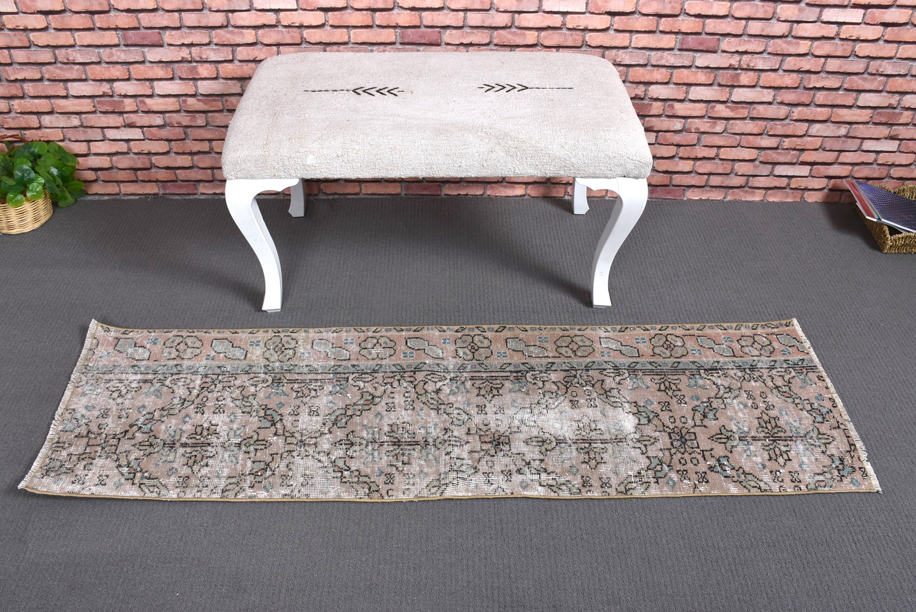 Aztek Halısı, Koridor Halıları, Türk Halıları, Nötr Halı, Vintage Halı, Turuncu Yatak Odası Halıları, Oushak Halıları, Koridor Halısı, 1.7x5.6 ft Runner Halıları