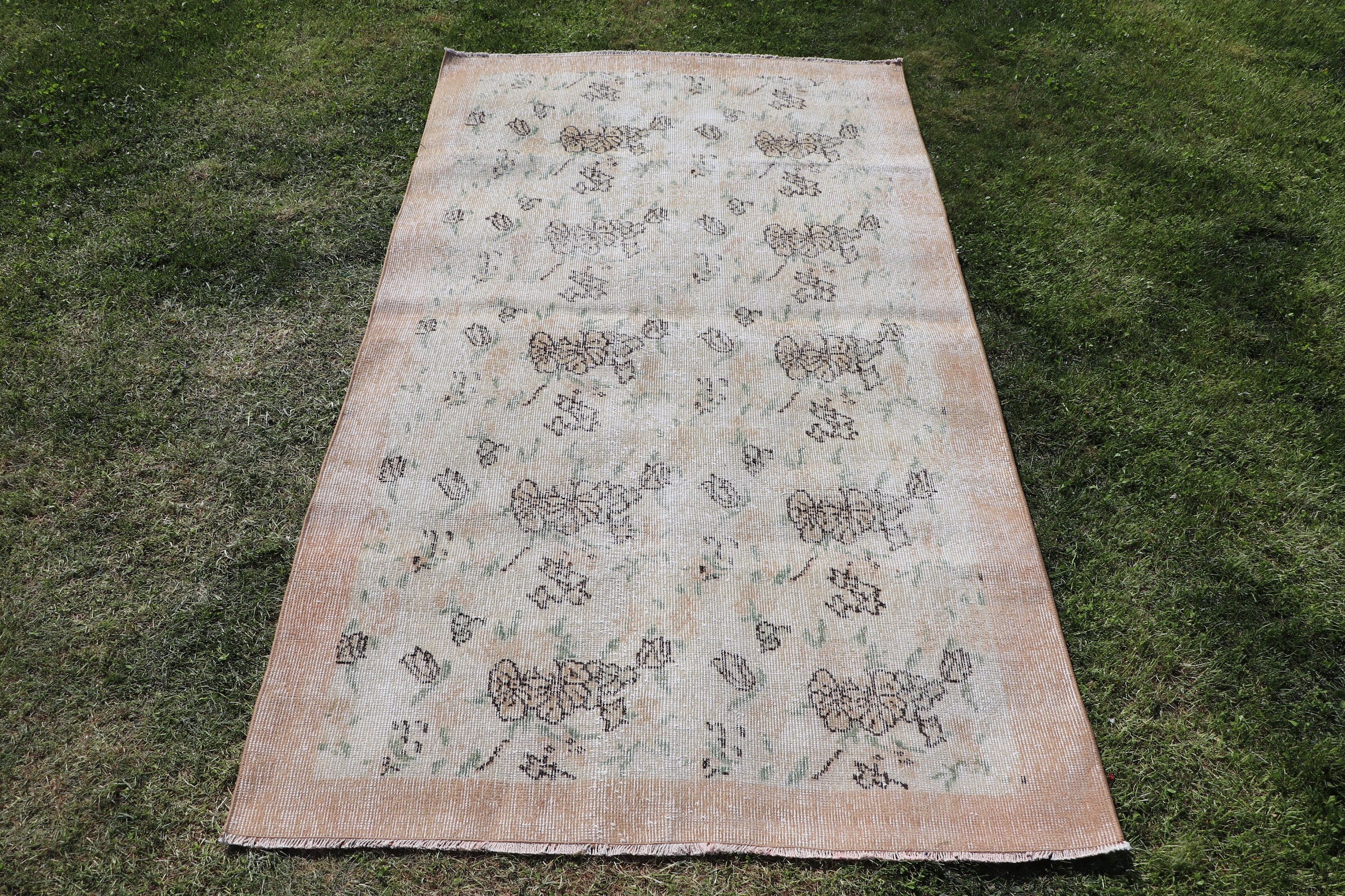 Exotic Rug, Decorative Rug, Statement Rugs, Vintage Rugs, Beige Bedroom Rug, 3.6x6.2 ft Accent Rug, Turkish Rugs, Entry Rug, Home Decor Rug