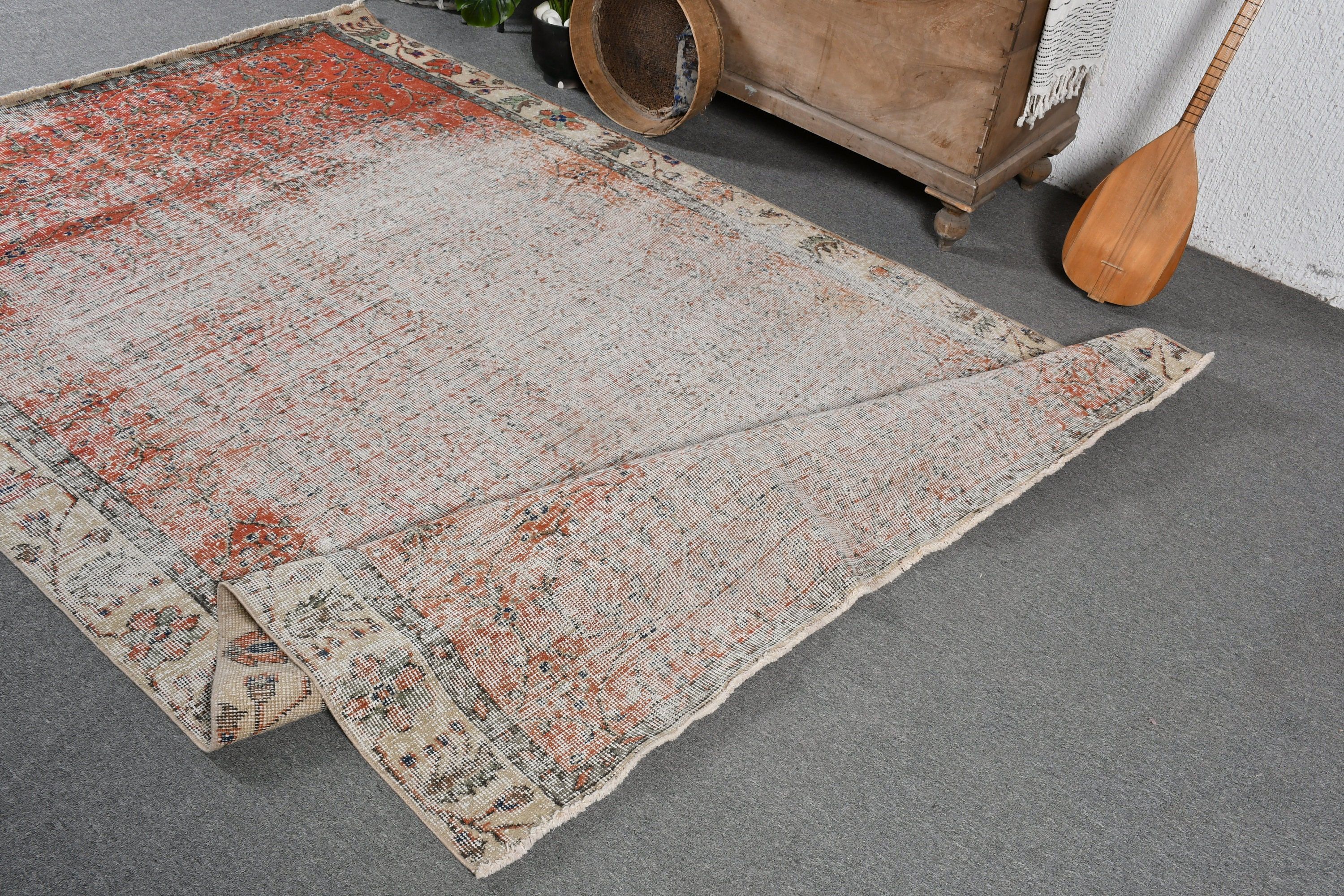 Living Room Rug, Dining Room Rugs, 5.4x8.5 ft Large Rug, Turkish Rug, Pastel Rug, Red Wool Rugs, Bedroom Rugs, Vintage Rug