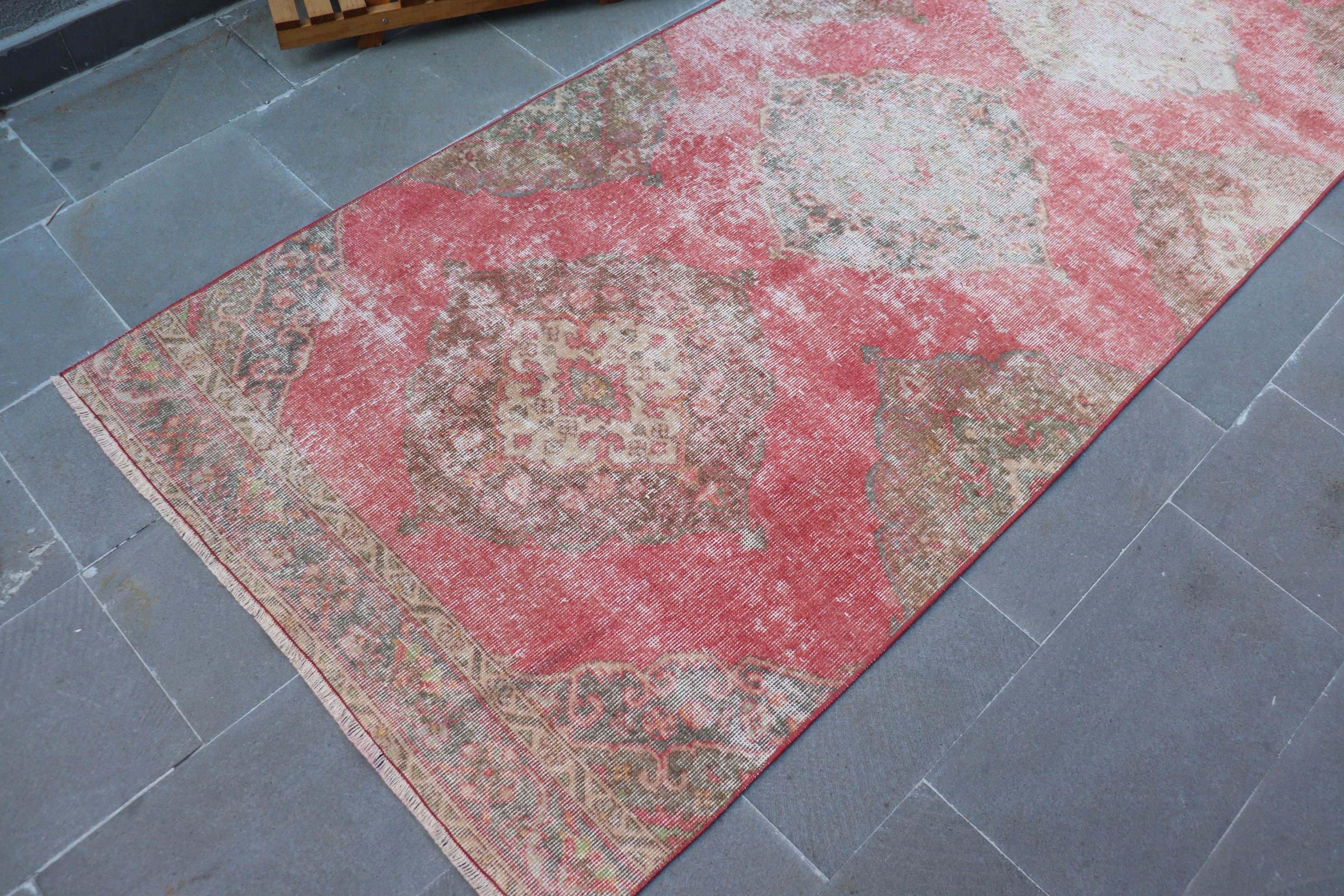 Red  3.5x12.4 ft Runner Rug, Rugs for Runner, Hallway Rug, Tribal Rug, Kitchen Rug, Turkish Rugs, Vintage Rug
