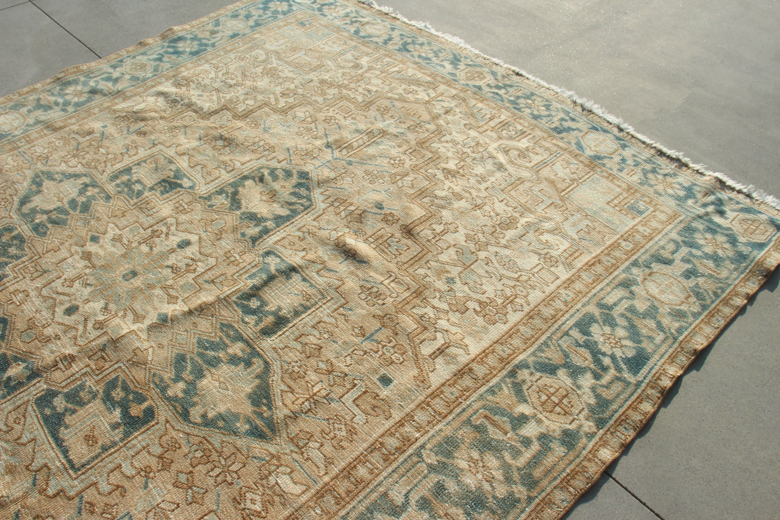 Vintage Rugs, Dining Room Rugs, Turkish Rugs, Luxury Rug, Salon Rugs, Bedroom Rug, 7.8x10 ft Oversize Rug, Blue Neutral Rugs