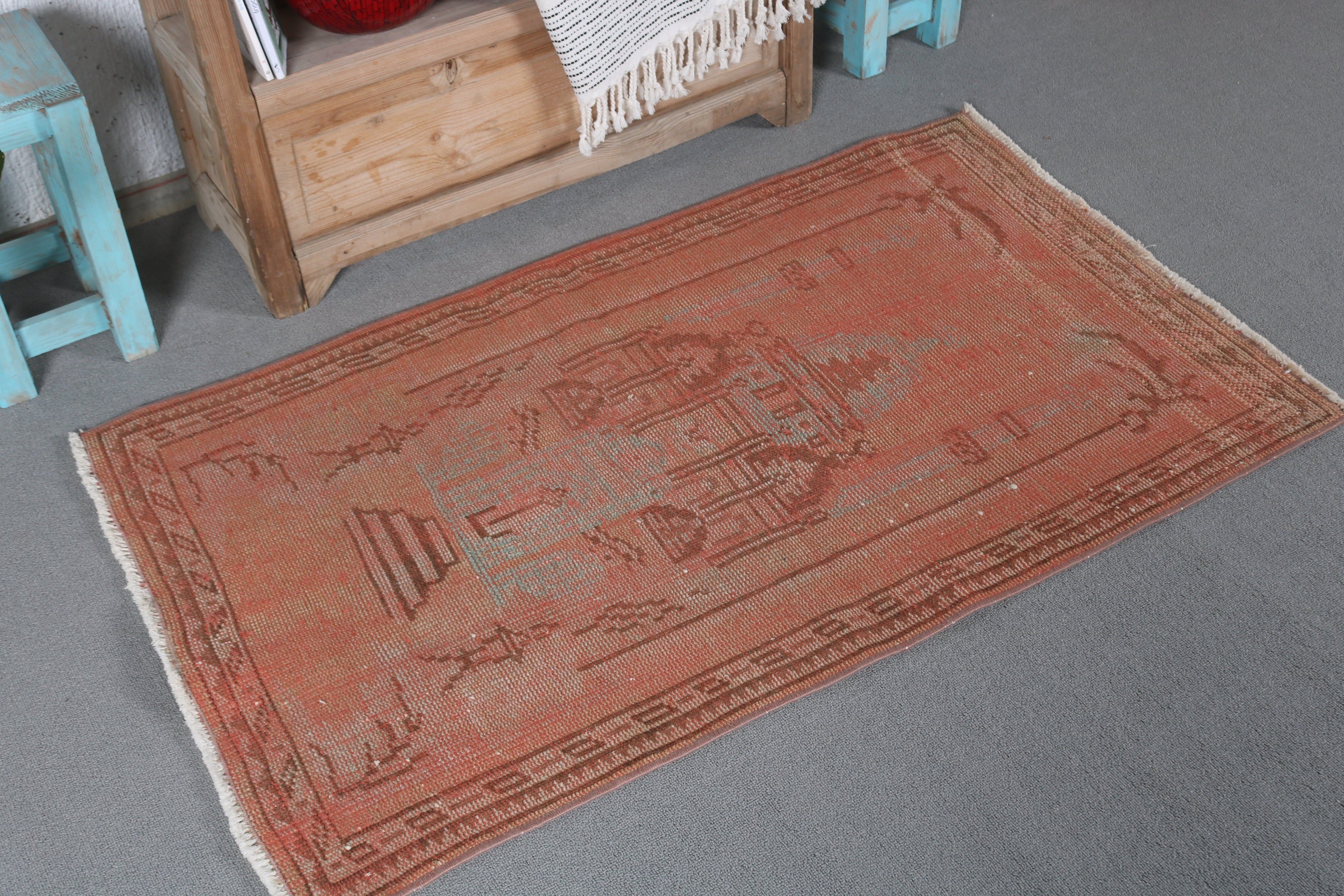 2.4x4.1 ft Small Rug, Red Oriental Rugs, Turkish Rug, Bathroom Rug, Moroccan Rug, Rugs for Car Mat, Wedding Rug, Antique Rug, Vintage Rug