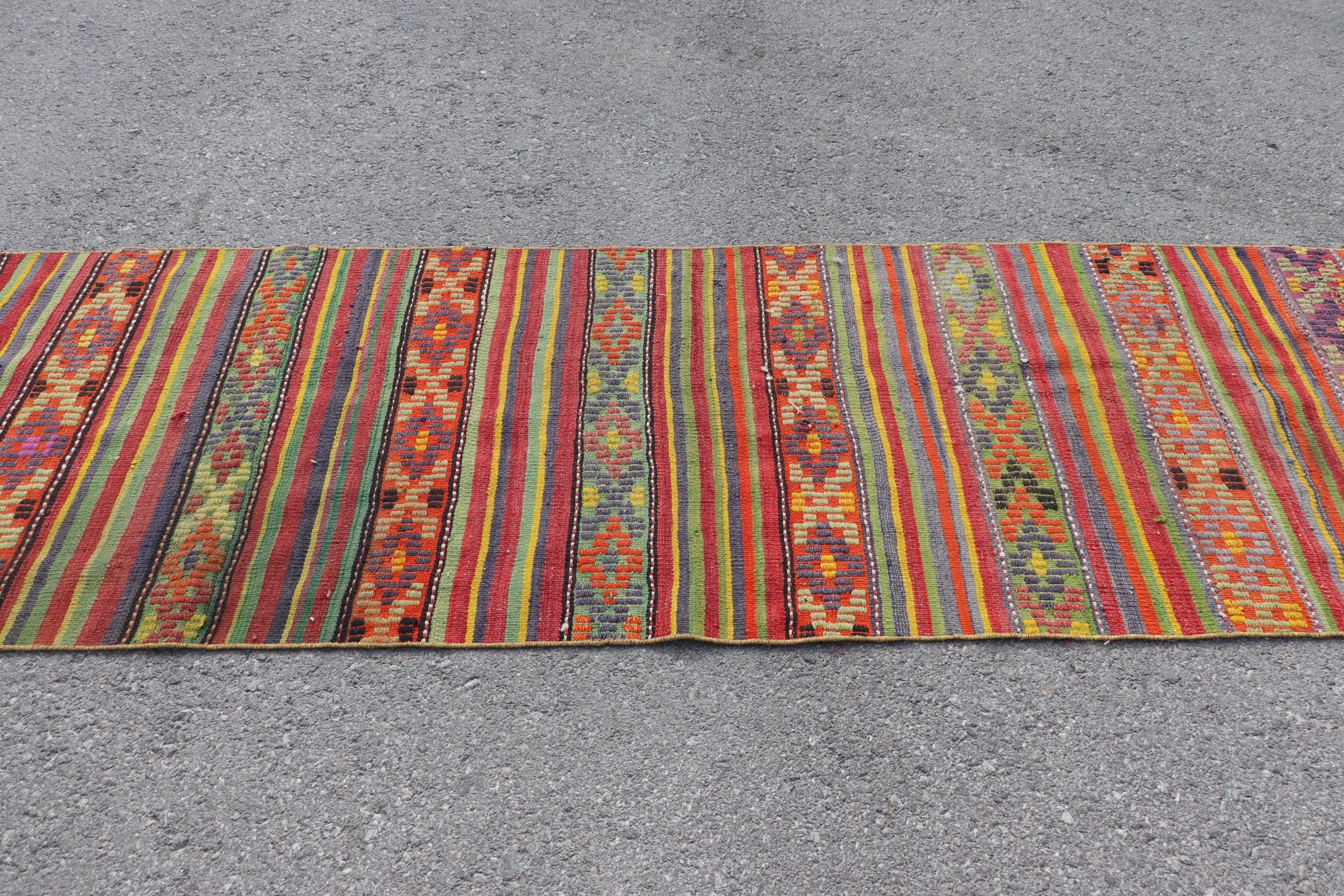 Hallway Rug, Anatolian Rug, Kilim, 3.1x9.6 ft Runner Rugs, Turkish Rugs, Yellow Kitchen Rugs, Vintage Rugs, Bedroom Rugs, Retro Rugs