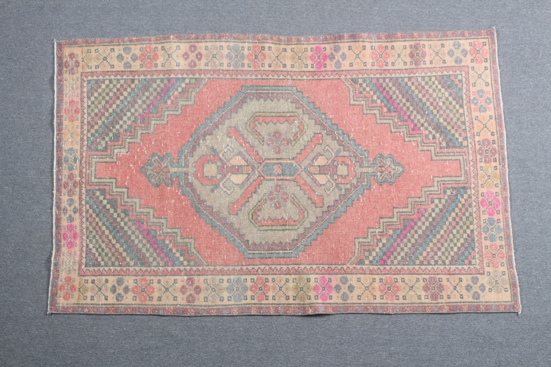 3.6x5.8 ft Accent Halı, Türk Halısı, Vintage Halı, Yatak Odası Halıları, Yer Halısı, Yün Halı, Çocuk Odası Halısı, Çocuk Odası Halıları, Kırmızı Ev Dekor Halısı