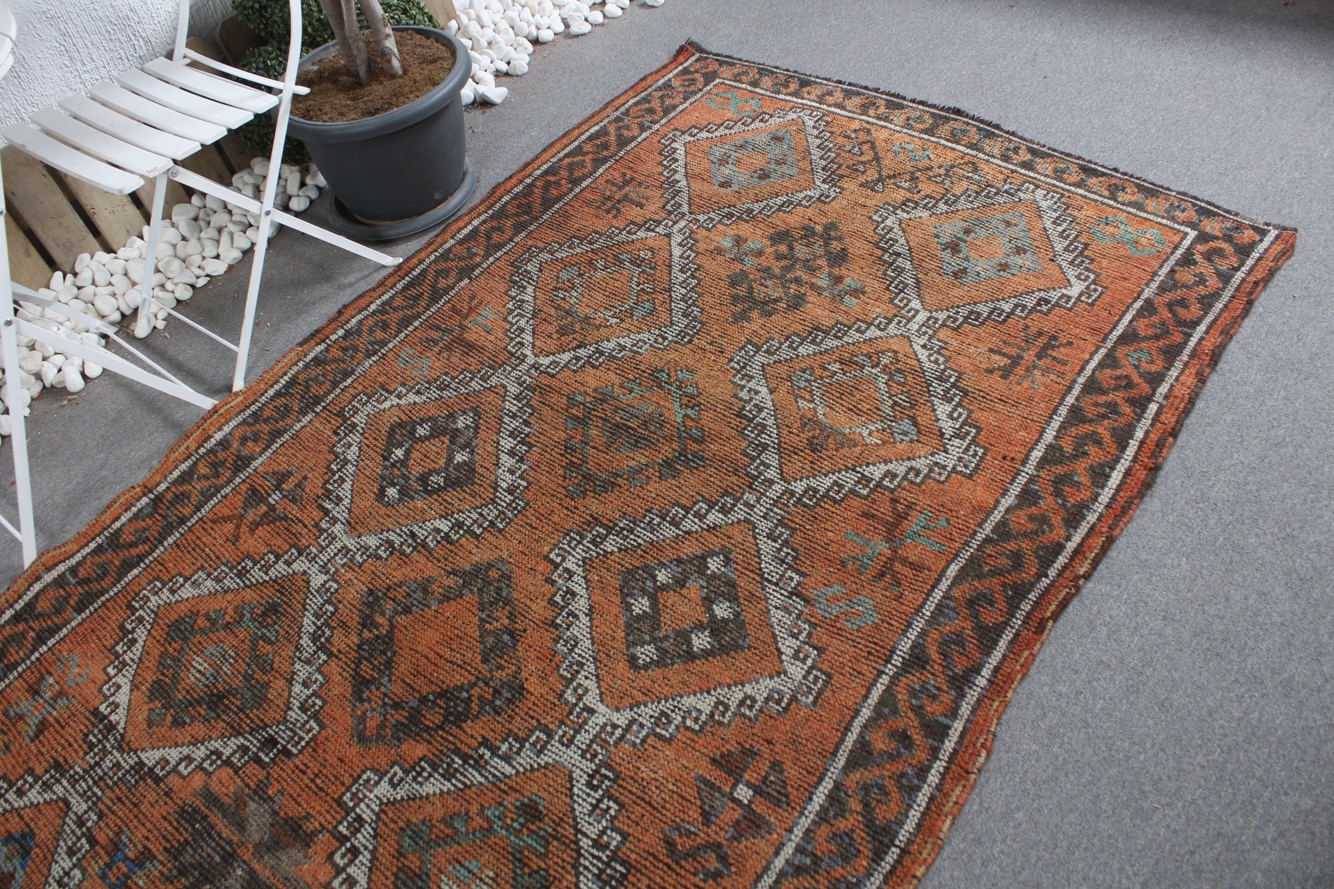 4.7x10 ft Büyük Halılar, Özel Halılar, Türk Halısı, Vintage Halı, Anadolu Halısı, Yatak Odası Halıları, Havalı Halılar, Yemek Odası Halısı, Turuncu Ev Dekor Halısı