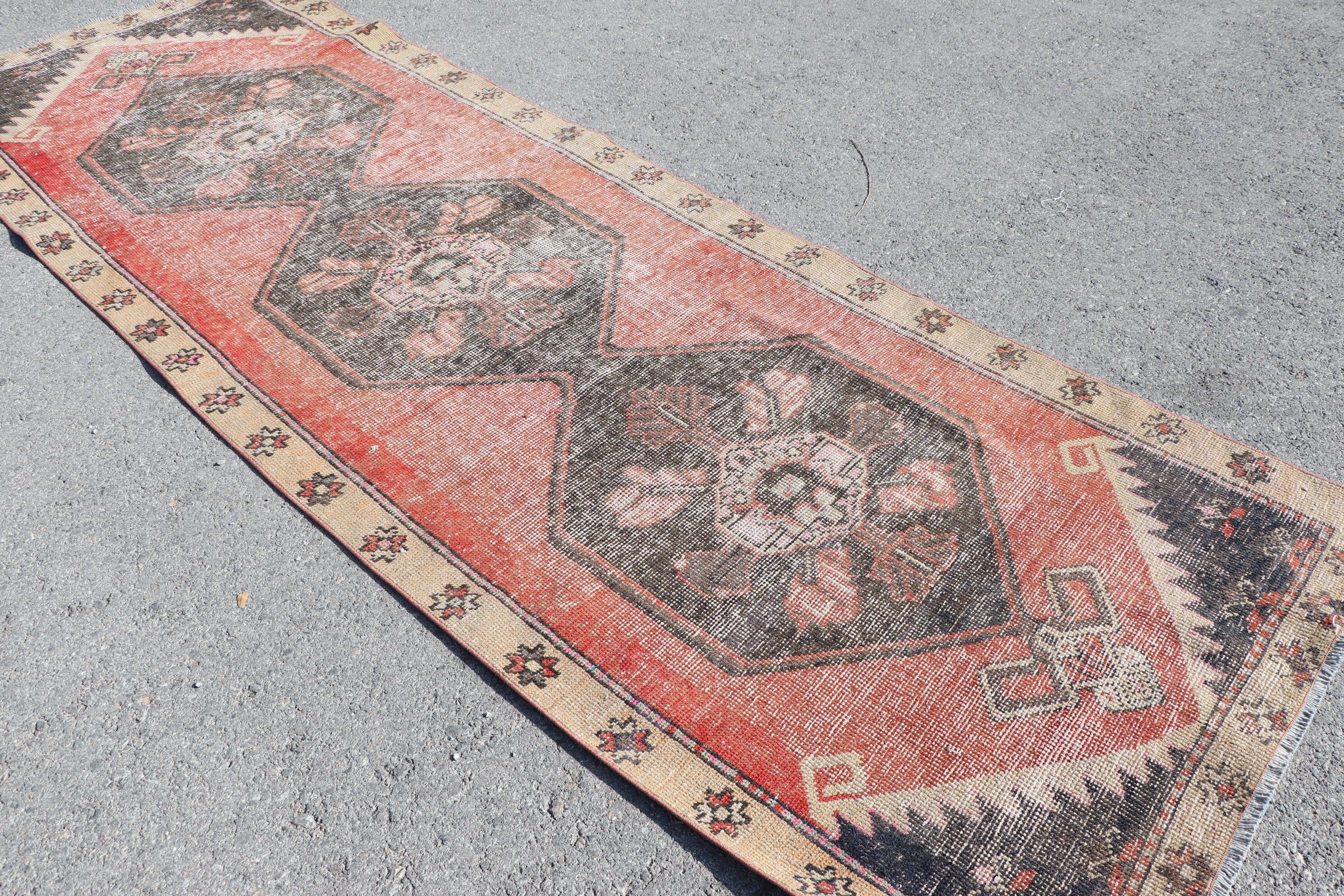 Rugs for Kitchen, Retro Rug, 3.8x11.4 ft Runner Rugs, Turkish Rug, Oriental Rug, Vintage Rug, Red Moroccan Rugs, Corridor Rug, Moroccan Rug