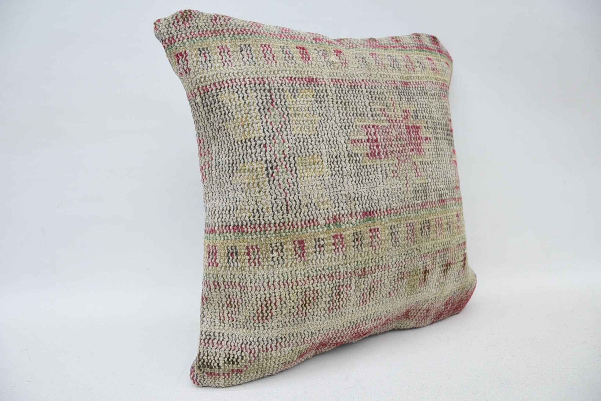 14"x14" Beige Pillow Case, Vintage Kilim Throw Pillow, Throw Kilim Pillow, Interior Designer Pillow, Decorative Bolster Pillow Case