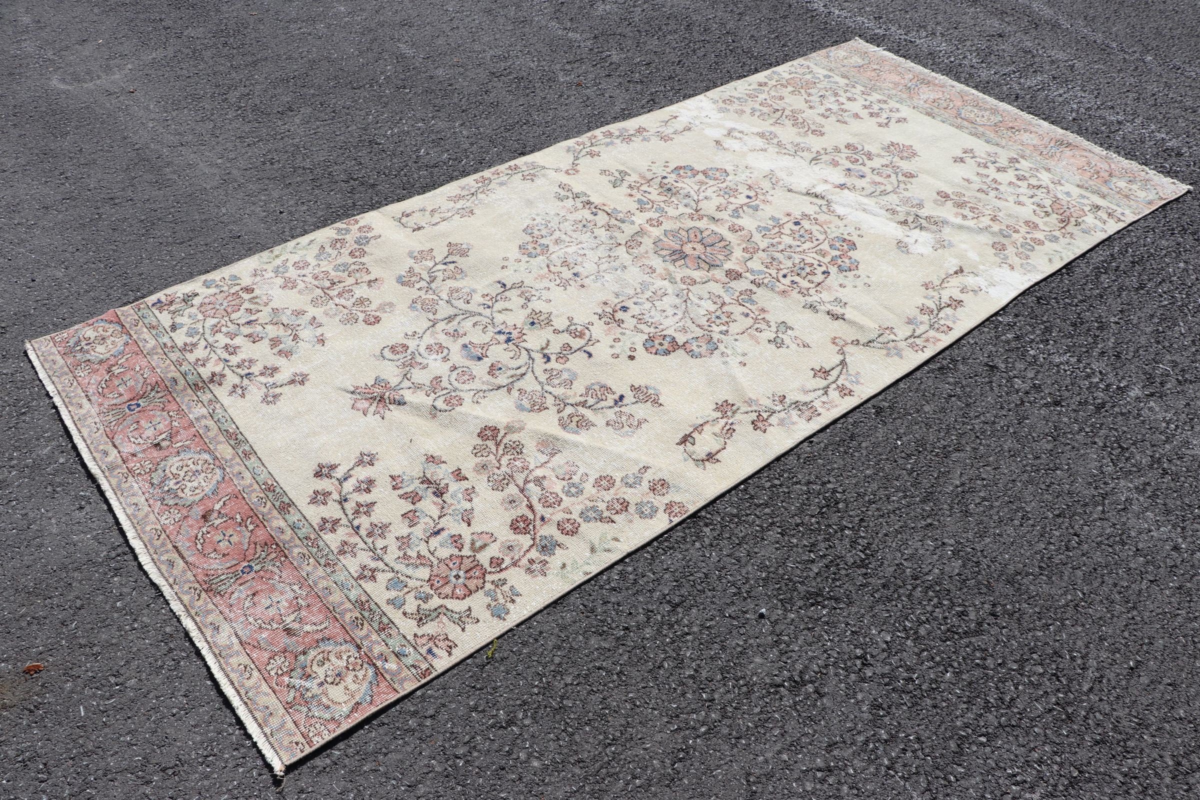 Mutfak Halısı, Vintage Dekor Halıları, Yemek Odası Halıları, 4.5x9.9 ft Büyük Halı, Yer Halısı, Salon Halısı, Türk Halısı, Bej Oushak Halısı, Vintage Halılar