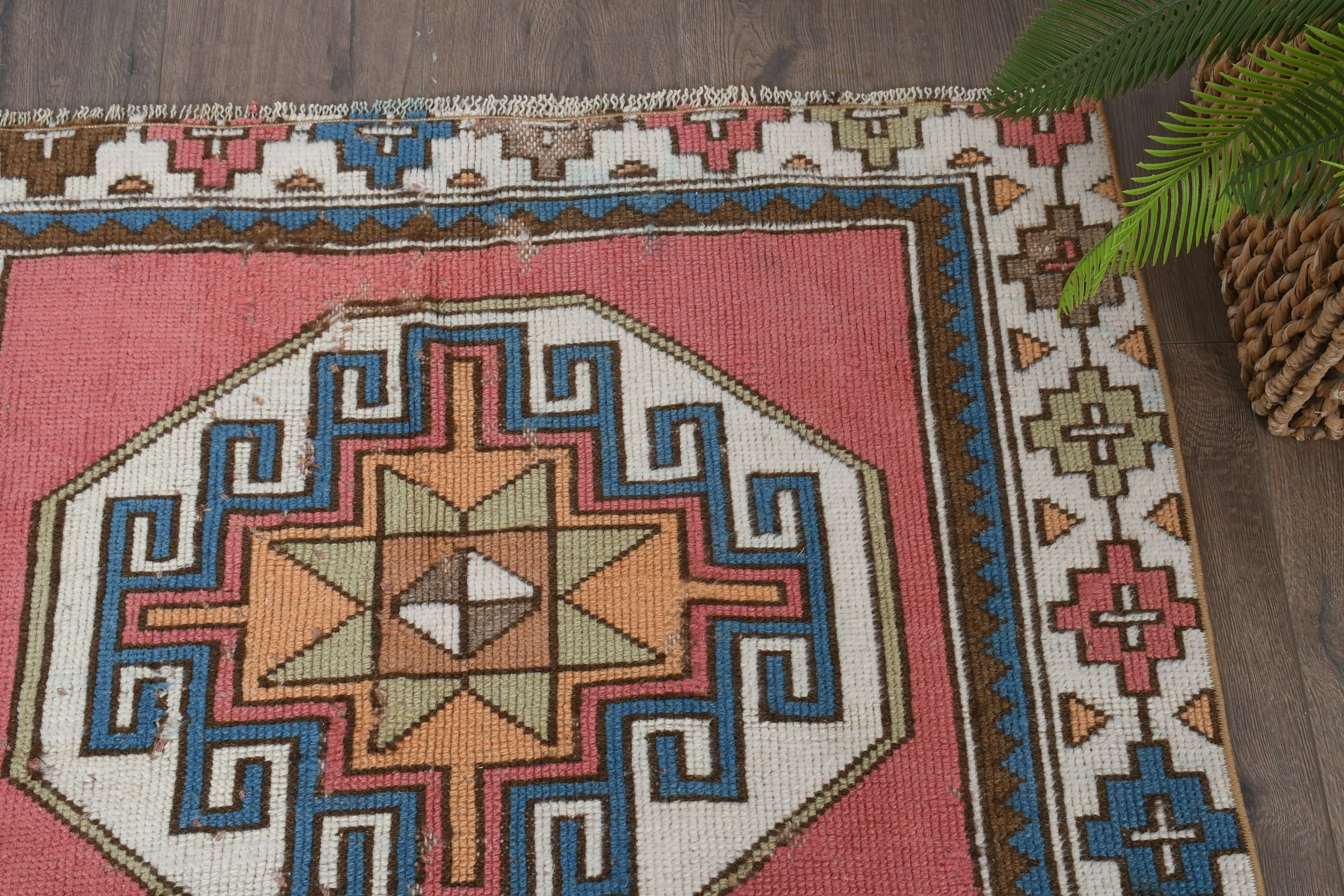 Banyo Halısı, Havalı Halı, Pembe Anadolu Halıları, Türk Halısı, Oryantal Halılar, 3,1x4,1 ft Küçük Halı, El Dokuma Halılar, Mutfak Halıları, Vintage Halı