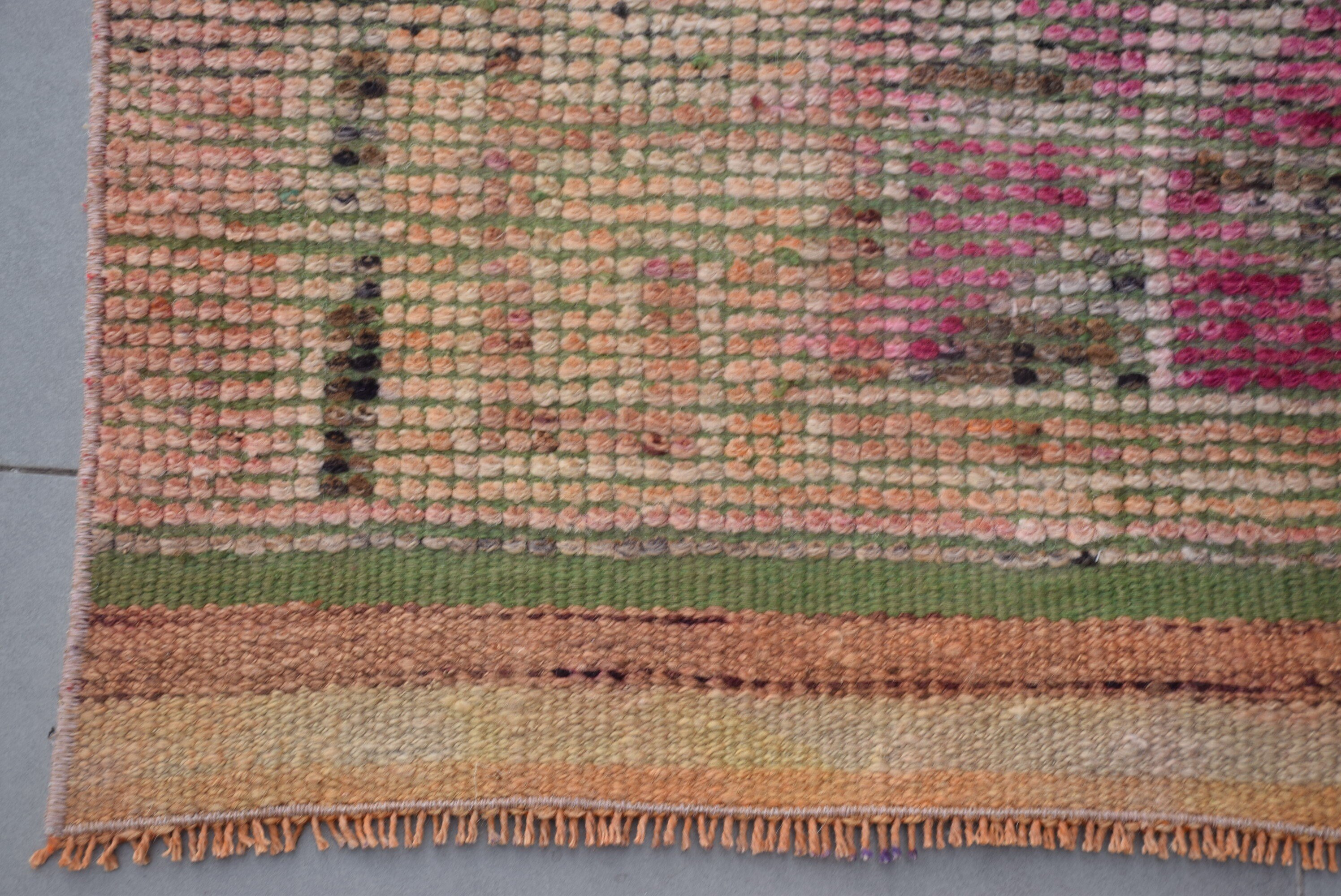 Pink Wool Rugs, Anatolian Rug, Stair Rug, Vintage Rug, Home Decor Rugs, Kitchen Rug, Bright Rug, 2.6x9.6 ft Runner Rug, Turkish Rugs