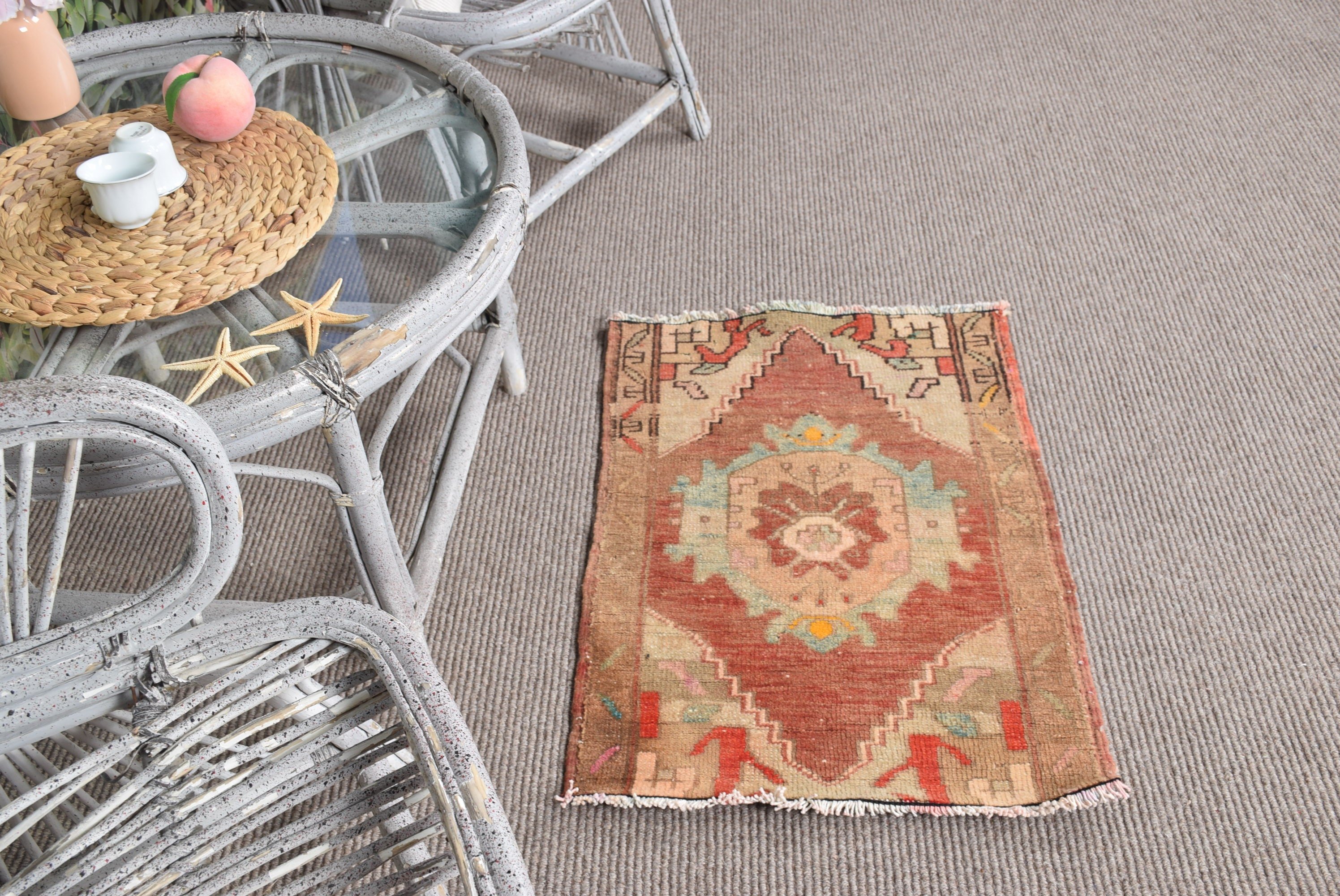 Moroccan Rugs, 1.7x2.5 ft Small Rugs, Brown Floor Rug, Anatolian Rug, Designer Rug, Turkish Rug, Kitchen Rugs, Vintage Rug, Car Mat Rugs