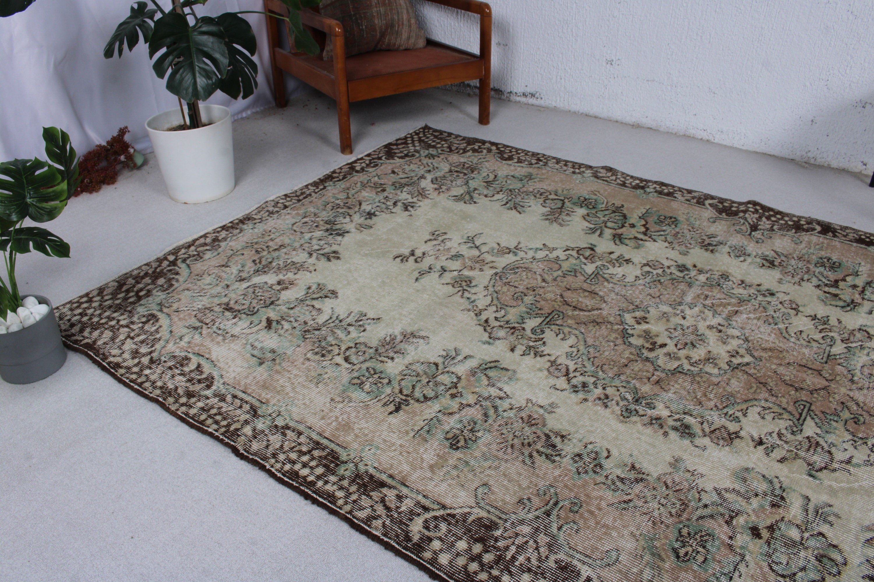 5.8x8.8 ft Büyük Halılar, Kahverengi Soğuk Halı, Oturma Odası Halıları, Vintage Halılar, Türk Halıları, Fas Halısı, Anadolu Halıları, Dış Mekan Halısı, Salon Halısı