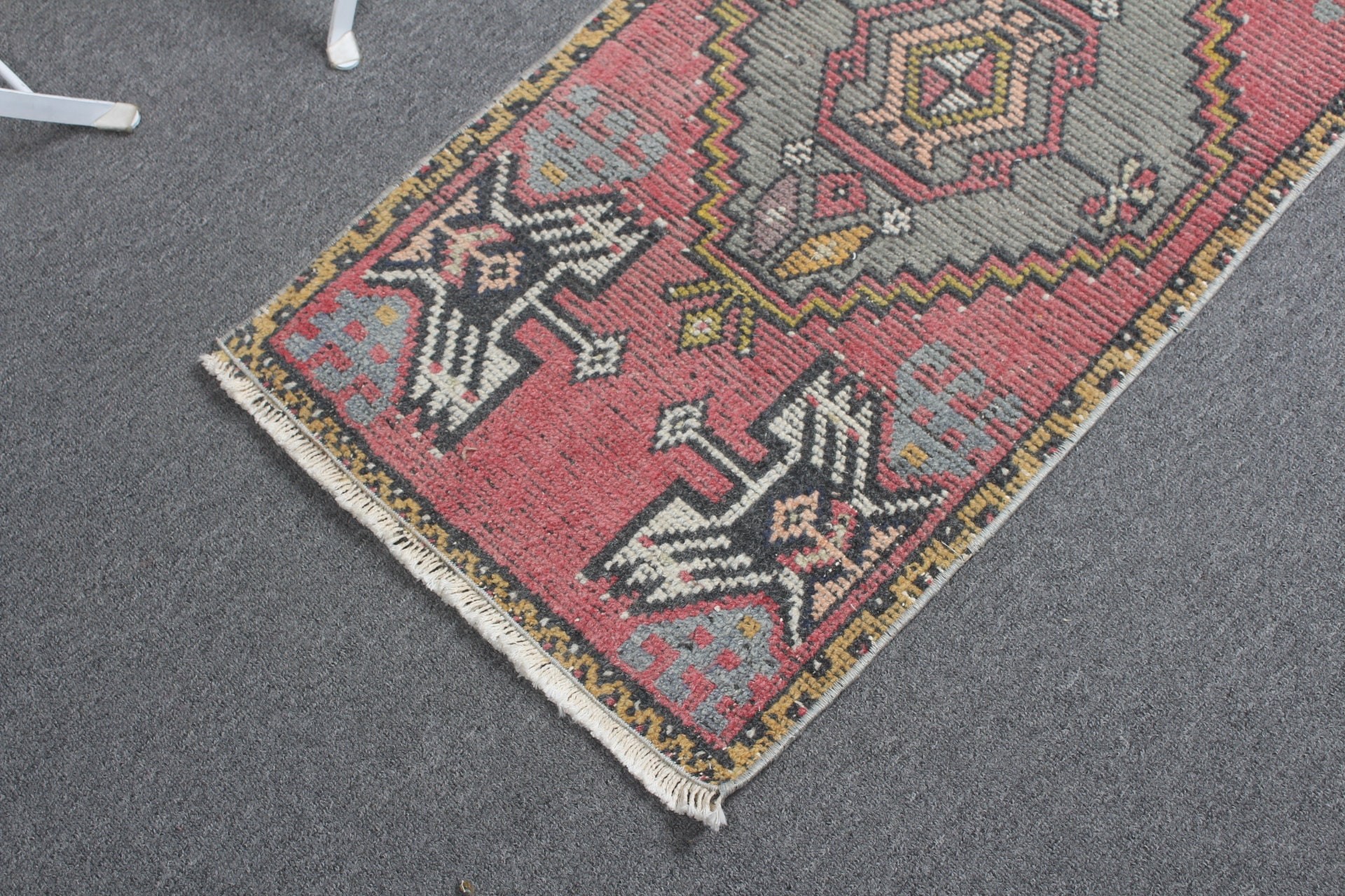 Pink Cool Rug, Vintage Rug, Turkish Rug, Nursery Rug, 3x1.6 ft Small Rug, Antique Rugs, Oriental Rug, Turkey Rug, Rugs for Entry, Bath Rug