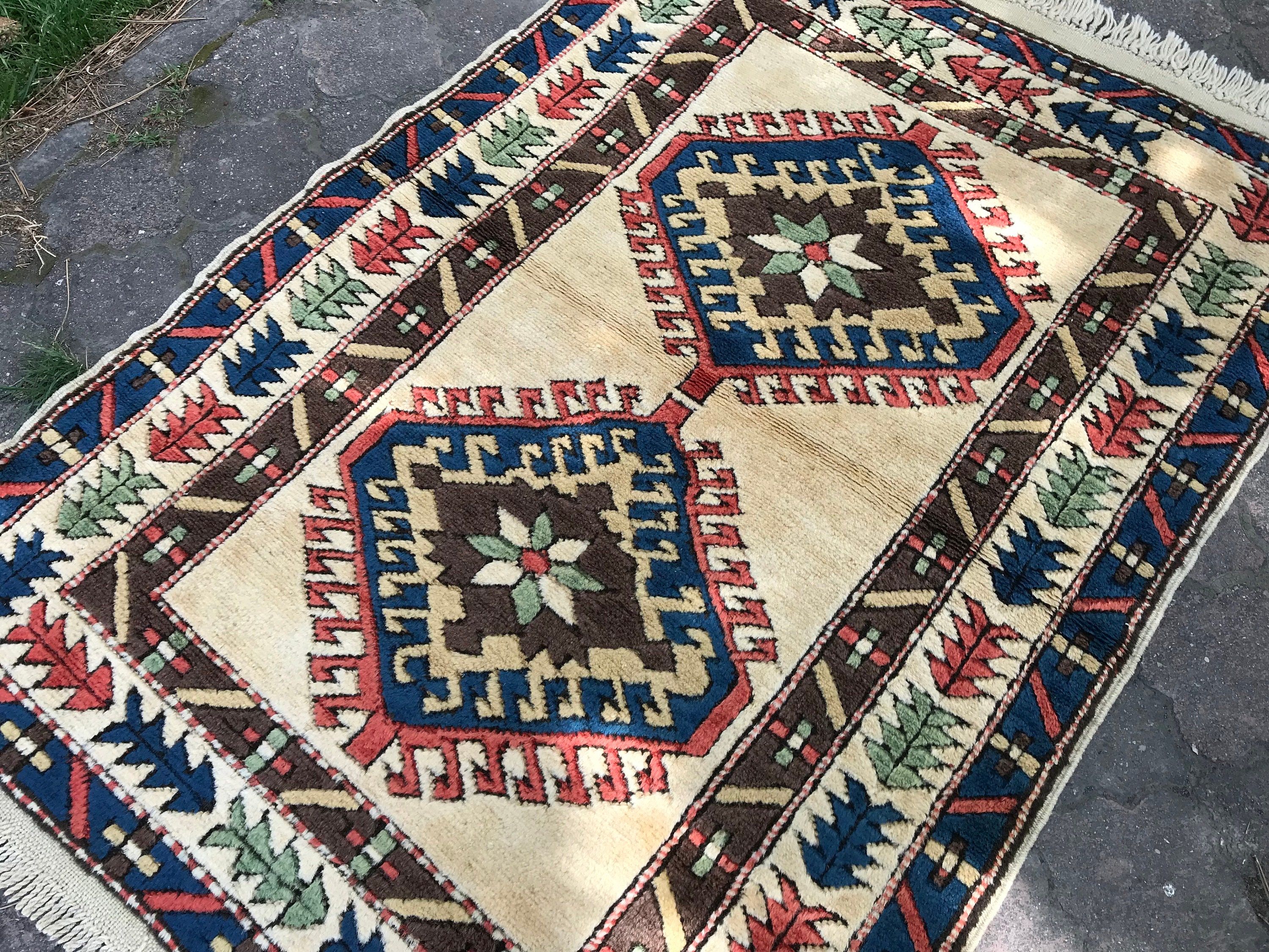 Wool Rug, Cool Rug, Beige Oushak Rug, Bedroom Rug, Turkish Rug, 3.4x4.8 ft Accent Rug, Vintage Rugs, Kitchen Rug, Art Rug, Rugs for Bedroom