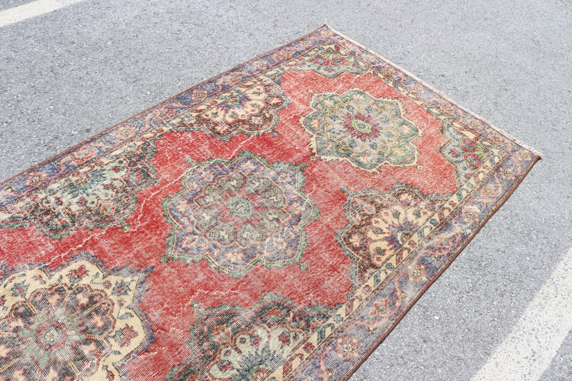 Rugs for Kitchen, Oriental Rugs, Corridor Rugs, Vintage Rug, Turkish Rugs, Oushak Rugs, Red  4.3x12.3 ft Runner Rug, Dorm Rug