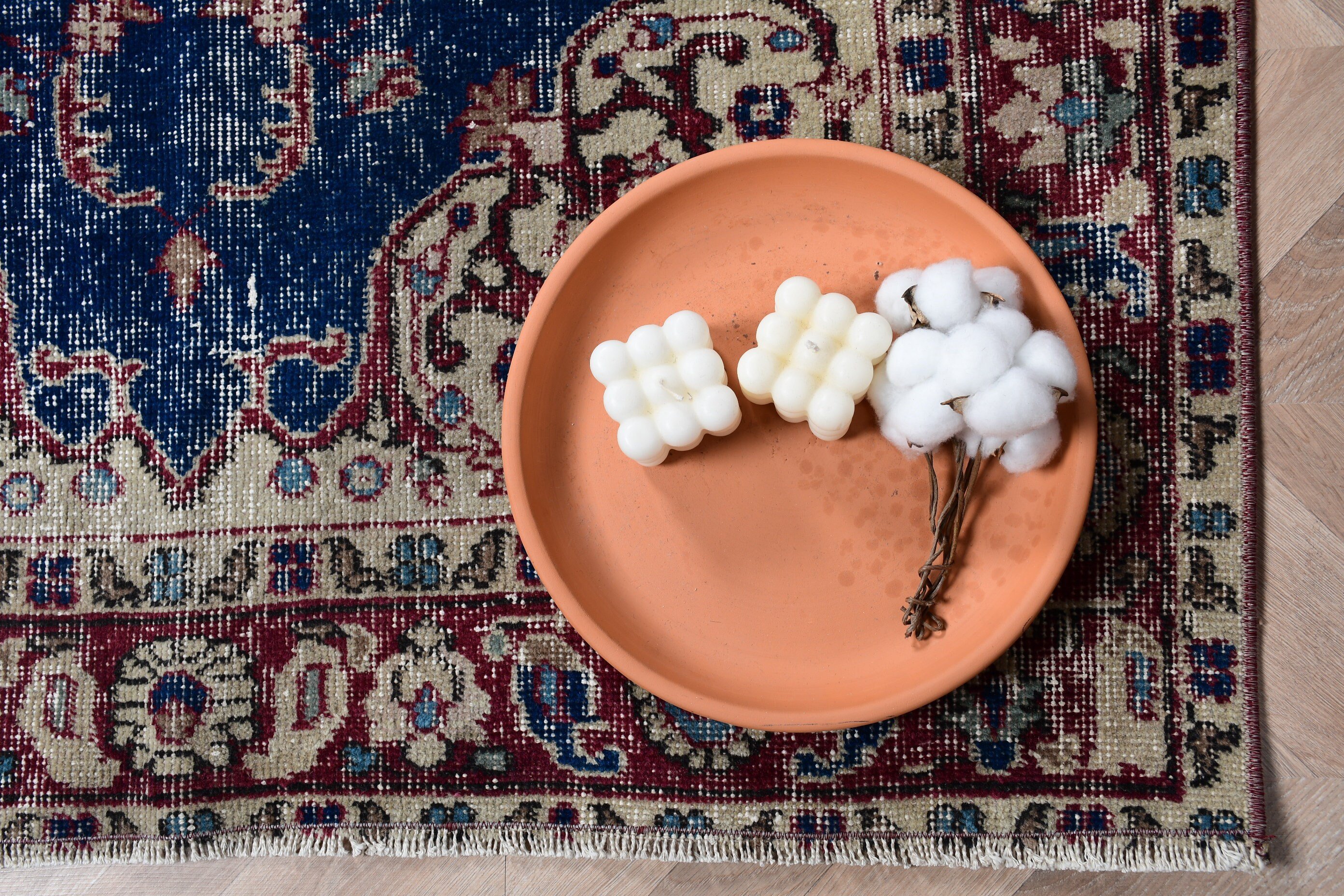 Türk Halısı, Oturma Odası Halısı, 3,7x6,8 ft Alan Halısı, Mavi Fas Halıları, Yemek Odası Halısı, Mutfak Halısı, Vintage Halılar, Yurt Halısı