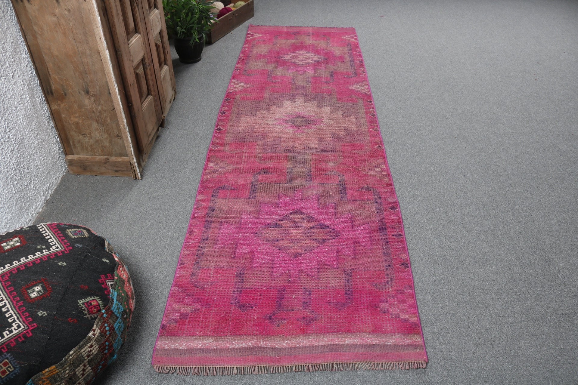 Turkish Rugs, Beni Ourain Runner Rug, Vintage Rugs, Pink Oriental Rugs, Oriental Rugs, 2.9x10 ft Runner Rugs, Oushak Rugs, Long Runner Rugs