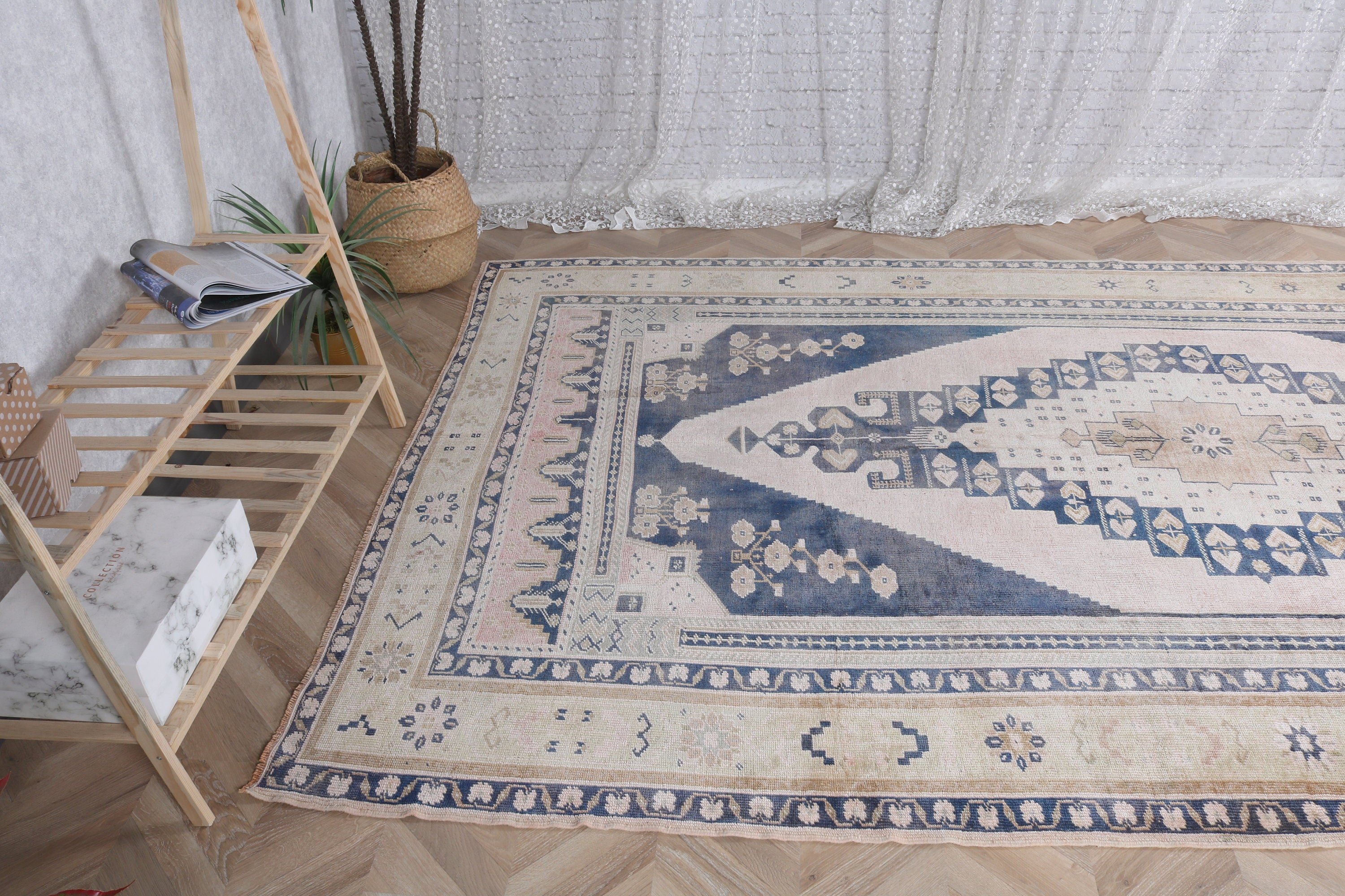 Cool Rugs, Statement Rug, Turkish Rug, Floor Rug, Vintage Rugs, Large Oushak Rug, 5.7x10.3 ft Large Rug, White Oushak Rugs, Large Boho Rugs