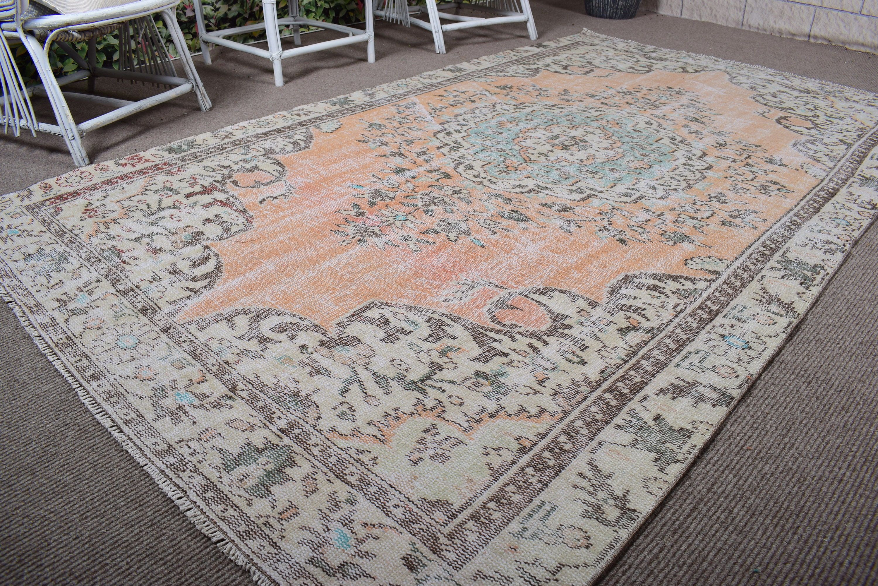 Vintage Rug, Large Boho Rugs, 5.4x9.4 ft Large Rug, Bedroom Rug, Turkish Rug, Orange Anatolian Rugs, Statement Rug, Large Oushak Rugs