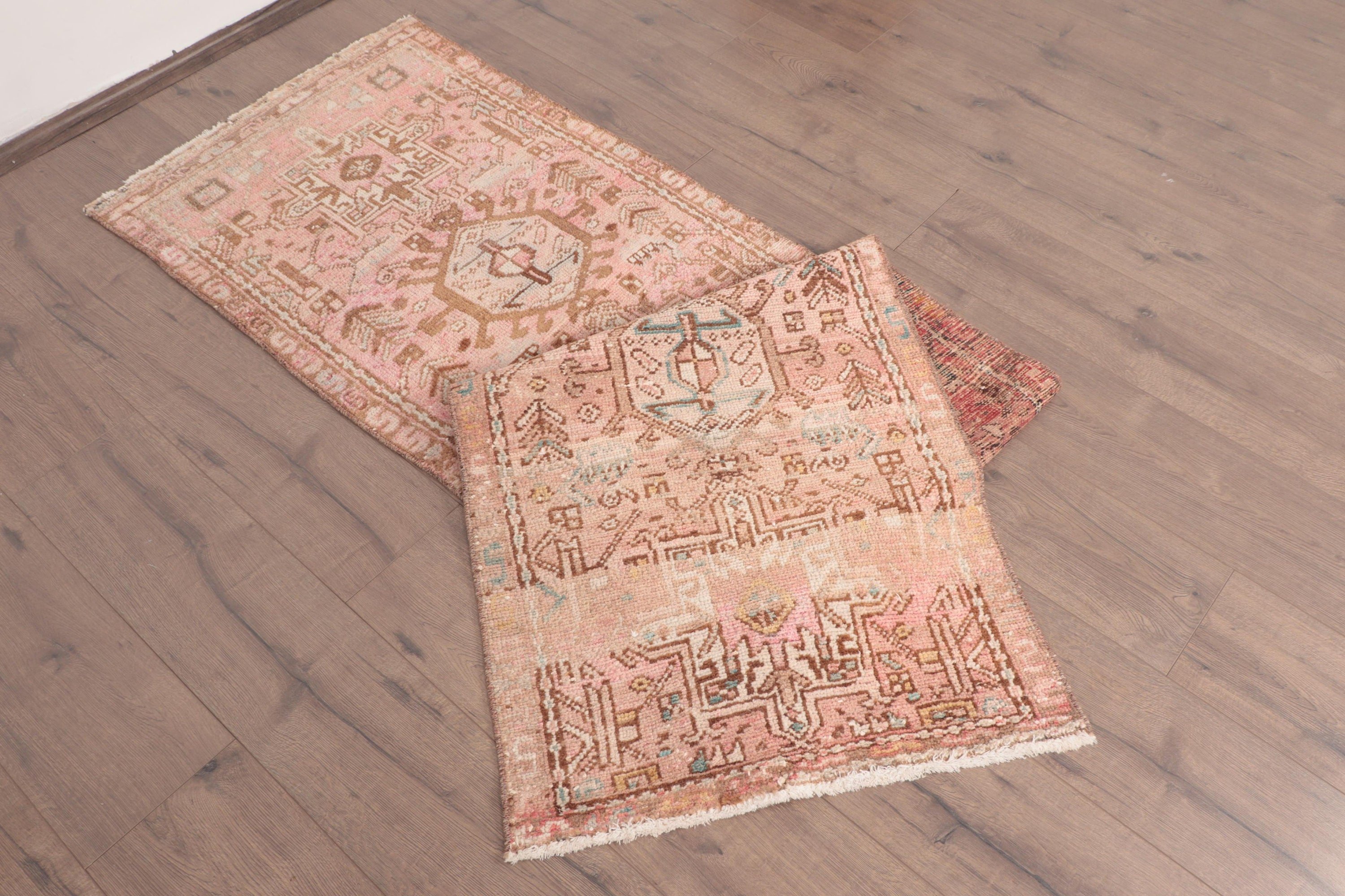 Mutfak Halıları, 2.2x8.4 ft Runner Halı, Vintage Halı, Türk Halıları, Geometrik Halılar, Vintage Runner Halıları, Pembe Boho Halı, Yer Halıları