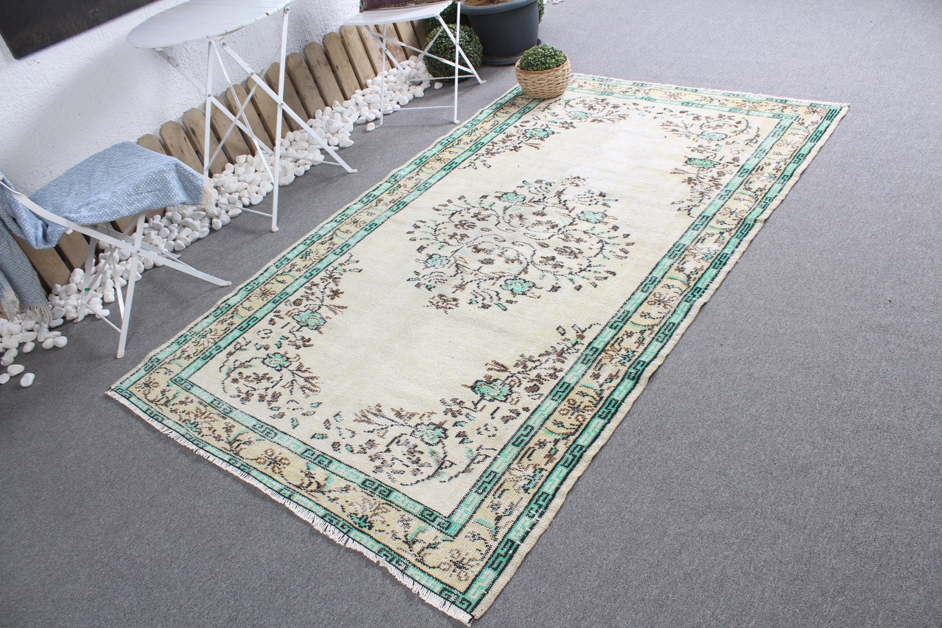 Beige Cool Rugs, Home Decor Rug, Turkish Rug, Dining Room Rug, 4.6x7.4 ft Area Rug, Floor Rug, Art Rug, Rugs for Living Room, Vintage Rug