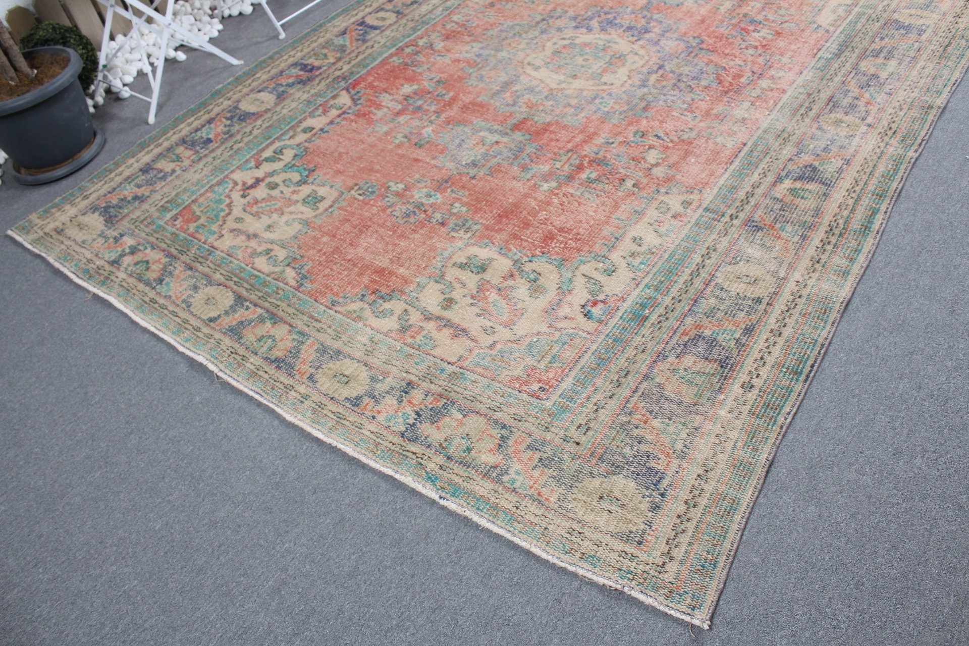 Anadolu Halısı, Mutfak Halısı, Organik Halı, Kırmızı 7.3x9.9 ft Büyük Boy Halılar, Salon Halısı, Vintage Halı, Türk Halısı, Salon Halısı