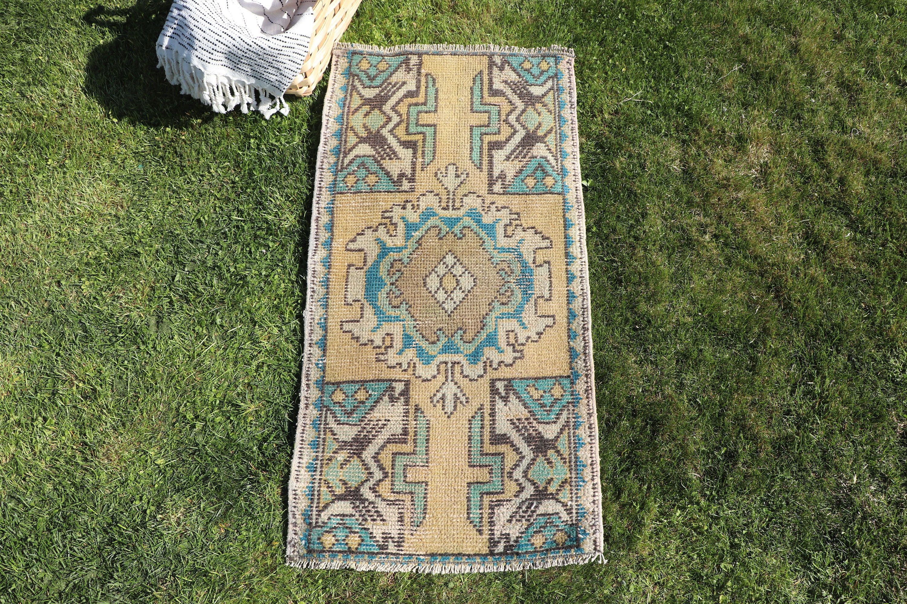 Boho Halılar, Mutfak Halısı, Ev Dekor Halıları, Türk Halısı, Paspas Halısı, 1.5x3.2 ft Küçük Halı, Sarı Ev Dekor Halıları, Ofis Halısı, Vintage Halılar