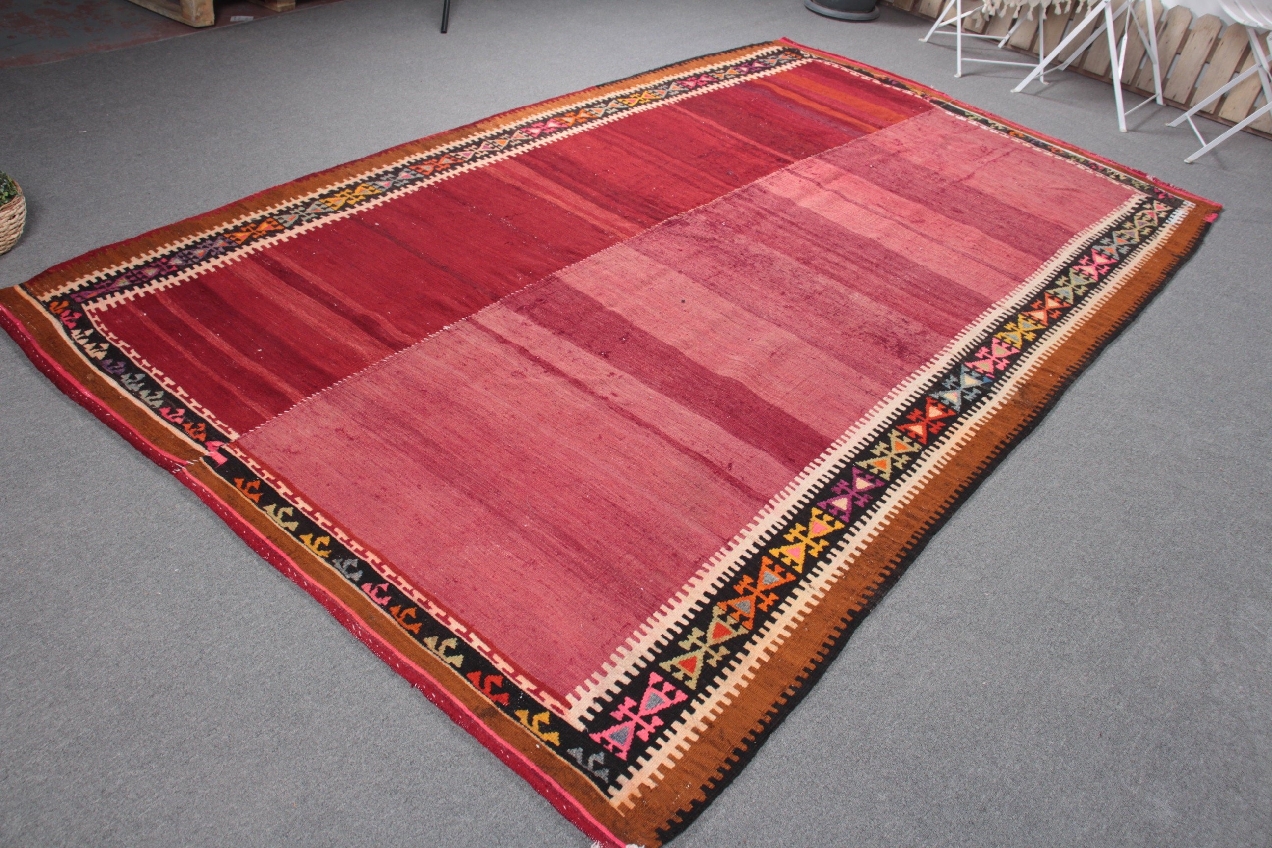 Anadolu Halısı, Türk Halısı, 6.1x9.6 ft Büyük Halı, Kırmızı Soğuk Halılar, Oturma Odası Halısı, Vintage Halı, Kilim, Yemek Odası Halısı