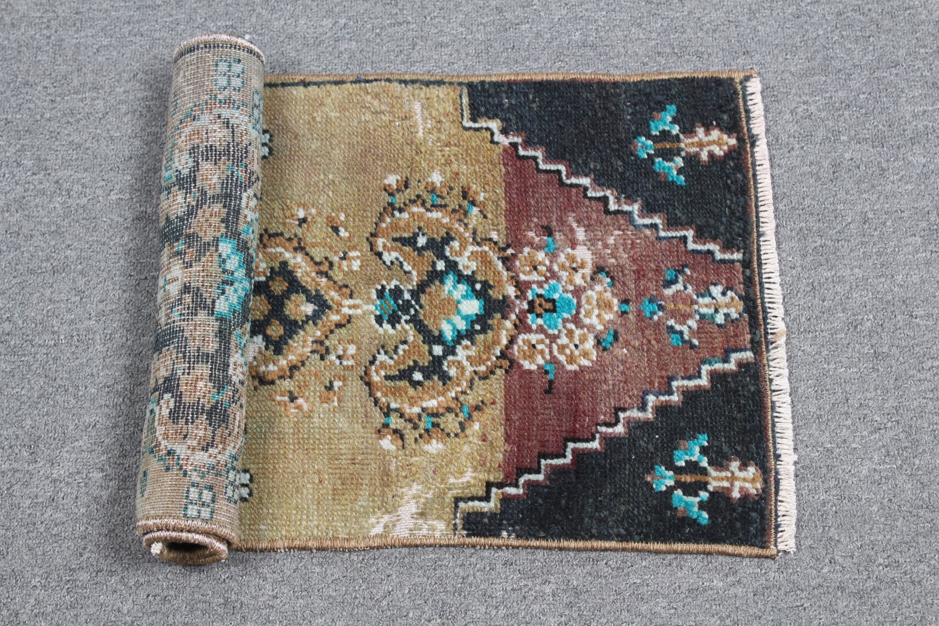 Bathroom Rugs, Oriental Rug, Green Wool Rugs, Turkish Rugs, Vintage Rugs, Kitchen Rugs, Rugs for Nursery, 1.2x2.9 ft Small Rug, Oushak Rug