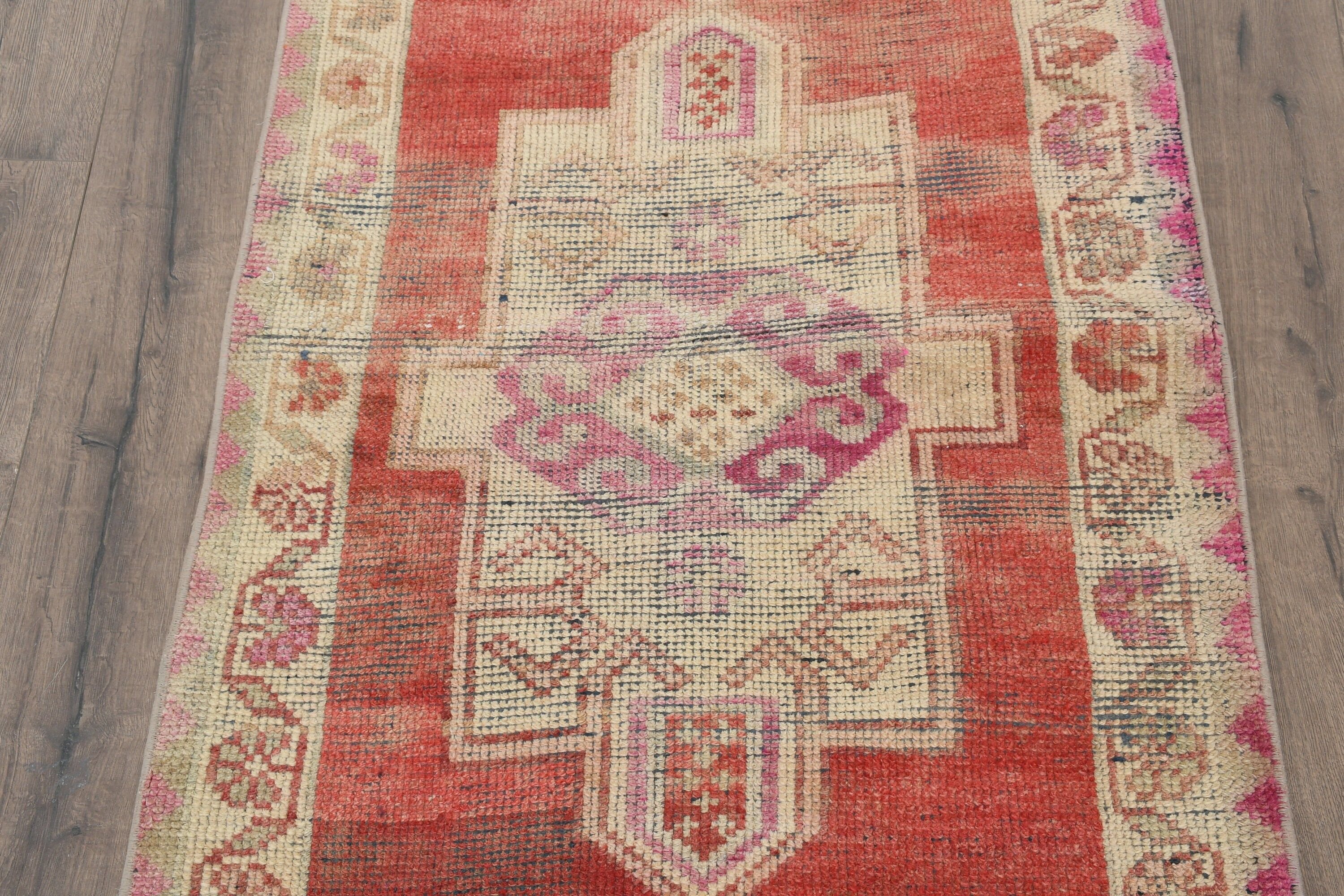 Vintage Rug, Wool Rugs, Home Decor Rug, Stair Rugs, Rugs for Stair, Turkish Rug, Red Floor Rugs, 2.6x12.8 ft Runner Rug, Hand Knotted Rugs