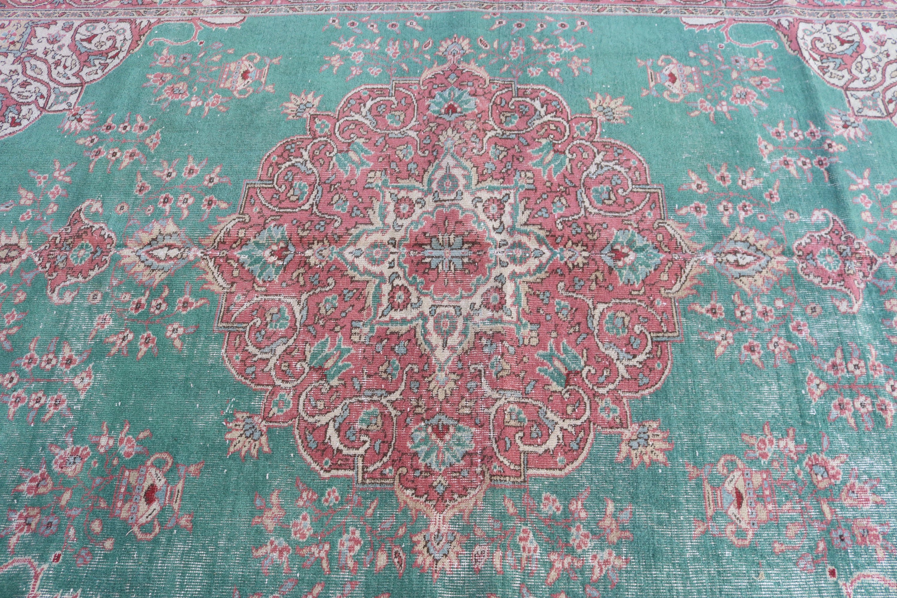 Düz Dokuma Halı, Büyük Vintage Halı, 5.5x9.5 ft Büyük Halılar, Vintage Halı, Yeşil Anadolu Halısı, Türk Halıları, Oturma Odası Halısı, Ev Dekor Halıları