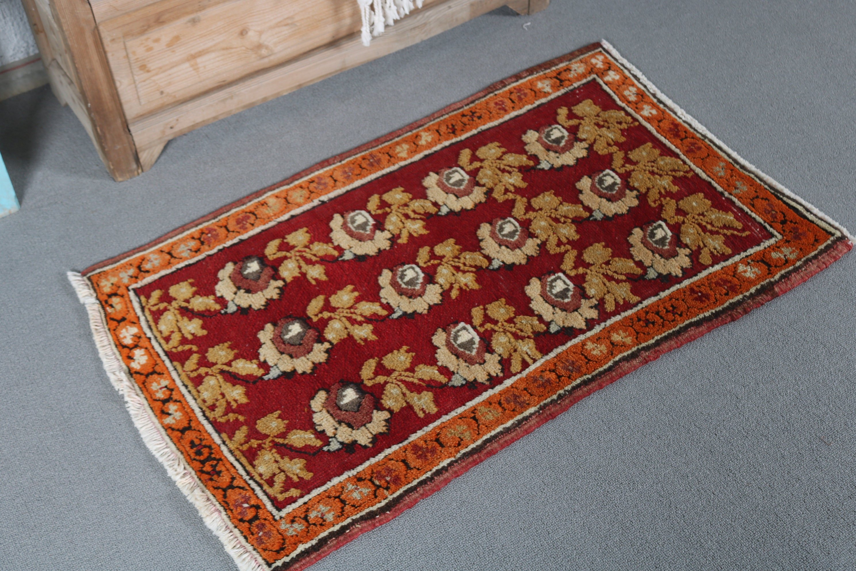 Wool Rug, Kitchen Rugs, 1.8x3 ft Small Rugs, Old Rugs, Bath Rugs, Turkish Rug, Rugs for Door Mat, Antique Rugs, Red Wool Rugs, Vintage Rug