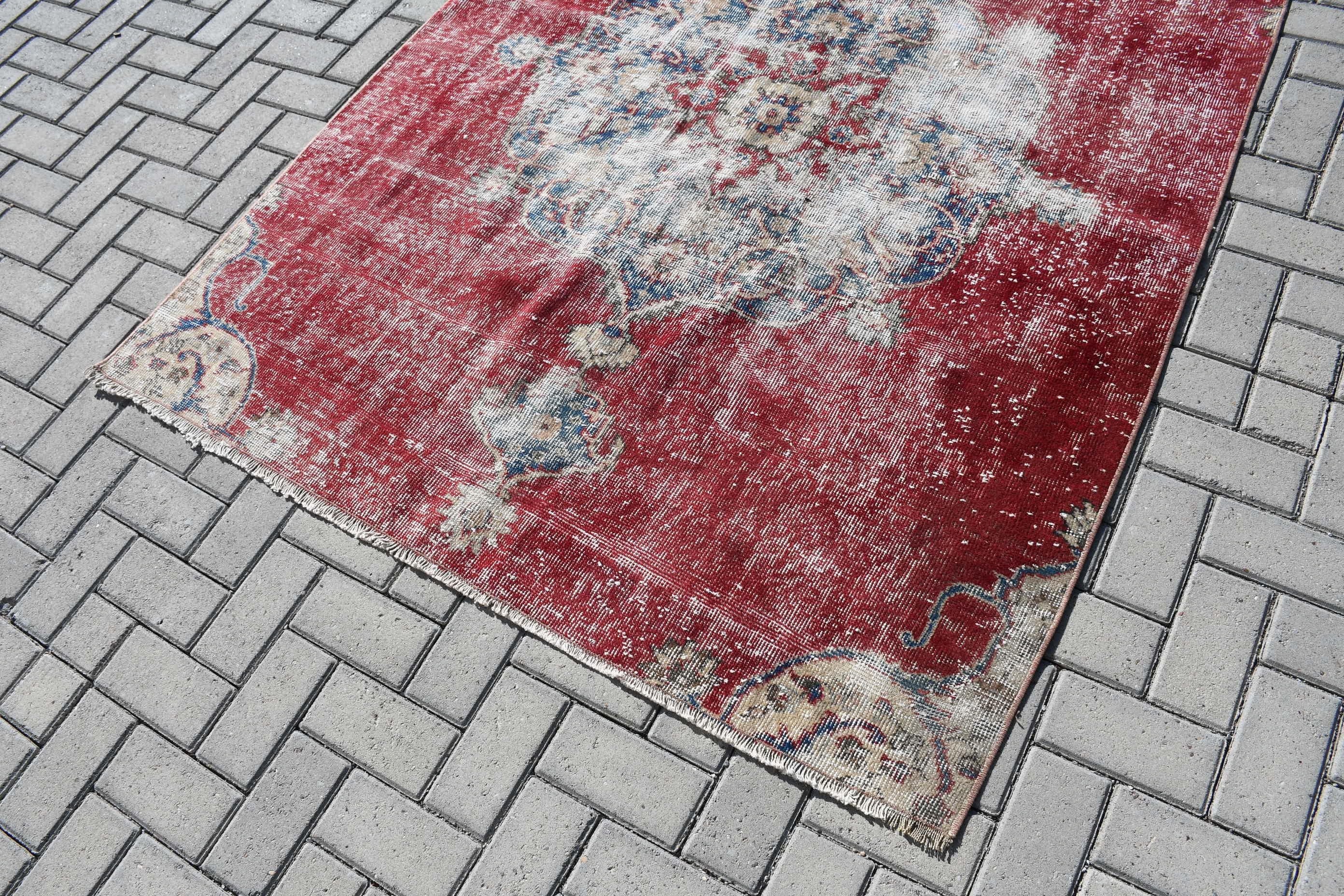 4.9x6.4 ft Area Rug, Moroccan Rug, Red Antique Rug, Rugs for Dining Room, Nursery Rug, Vintage Rug, Turkish Rug, Bedroom Rug, Oushak Rug