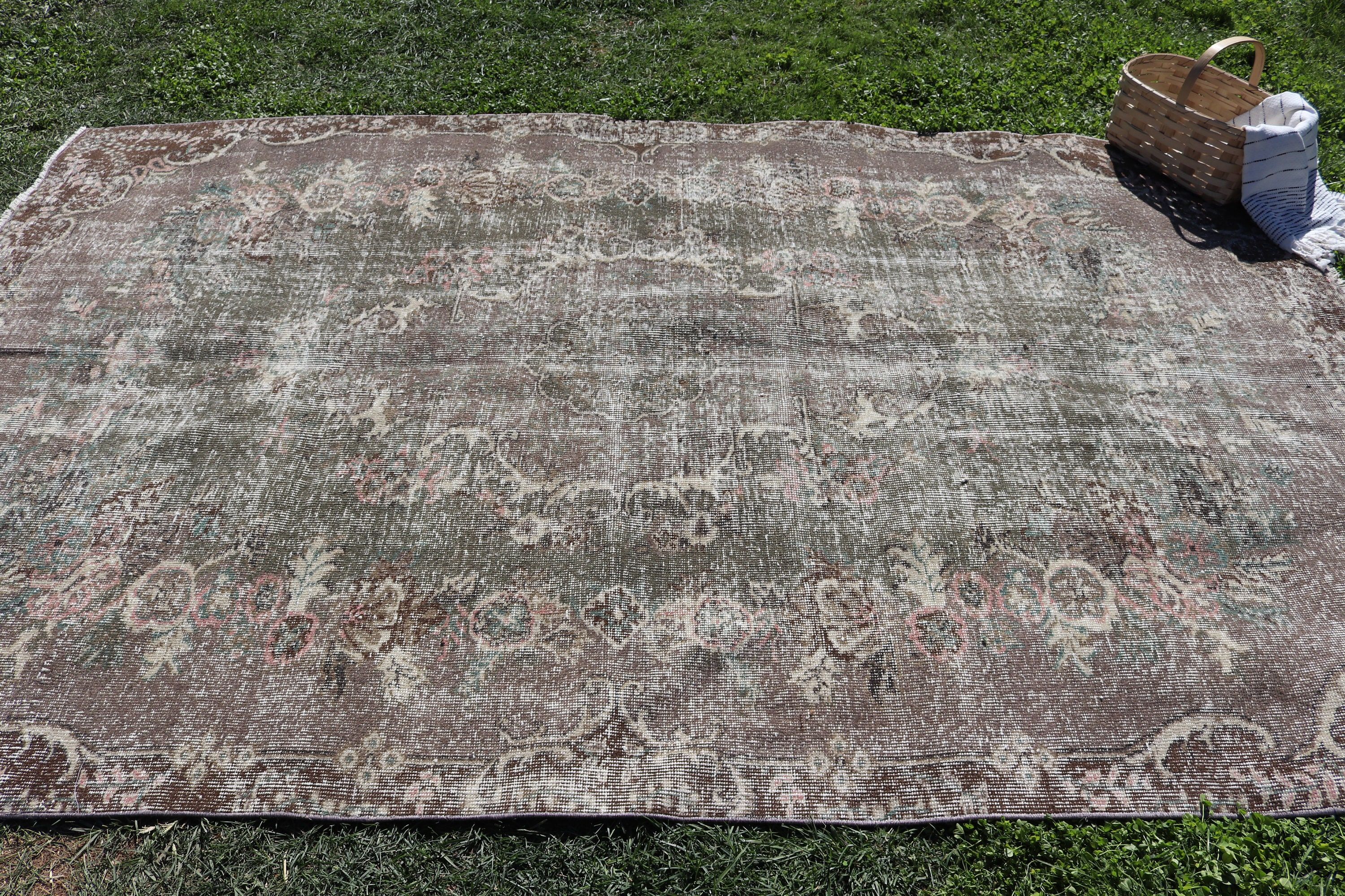 Yeşil Mutfak Halısı, Fas Halıları, Oturma Odası Halısı, Vintage Halı, Açıklama Halıları, Türk Halıları, 5.8x9.2 ft Büyük Halı, Büyük Boho Halısı