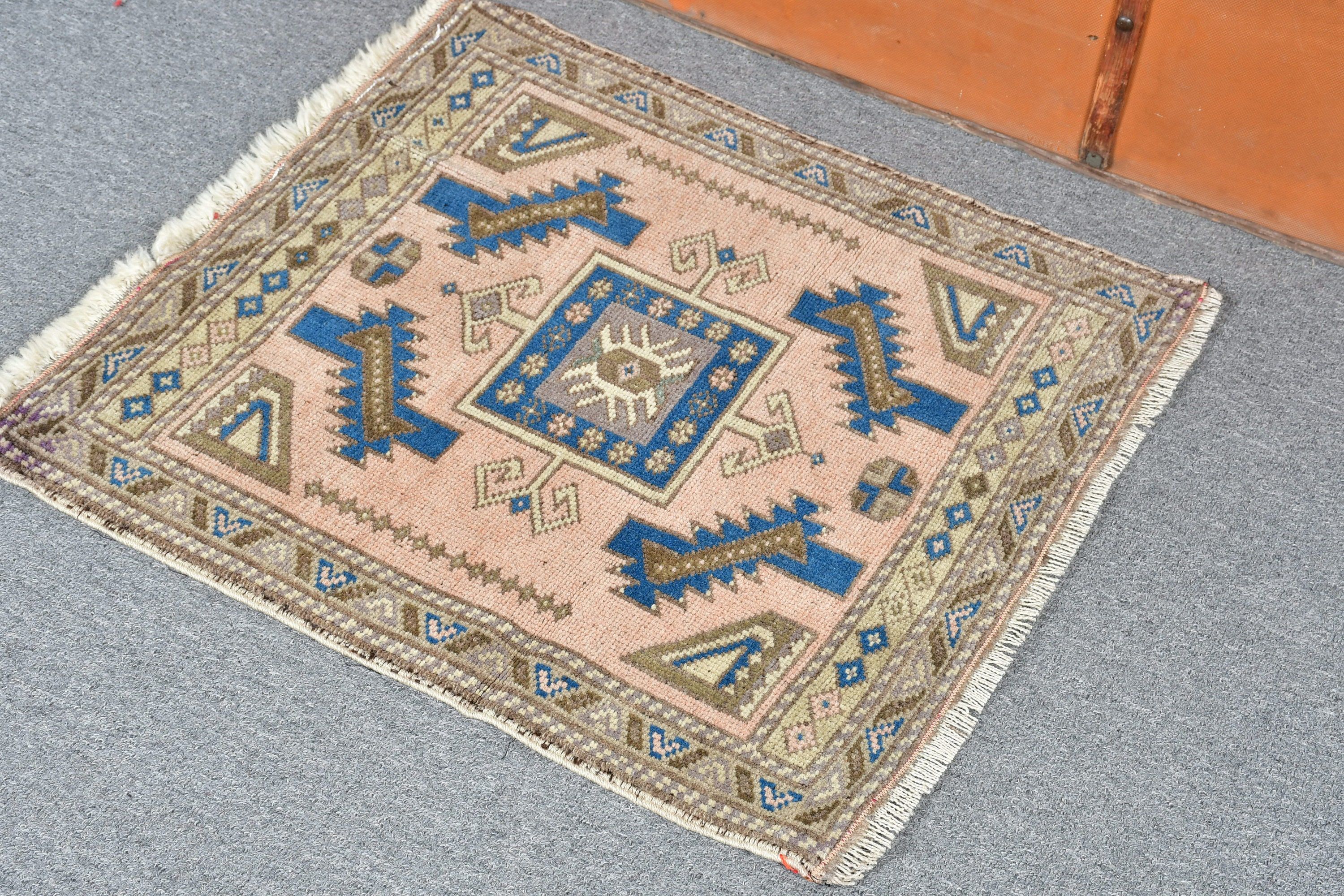 Old Rug, Kitchen Rugs, Door Mat Rug, Brown Bedroom Rug, Vintage Rugs, Bathroom Rug, Home Decor Rug, 1.9x2 ft Small Rugs, Turkish Rug